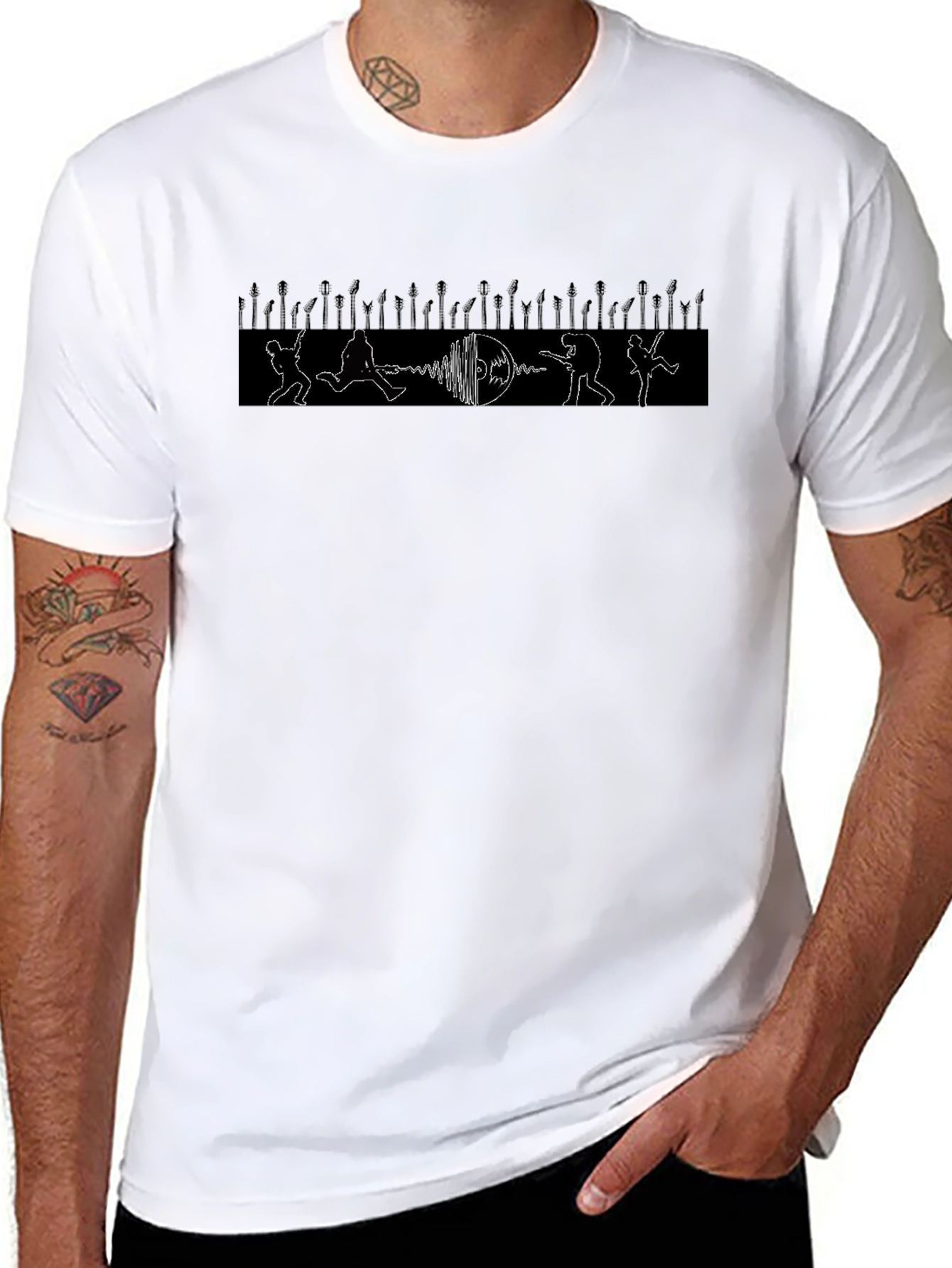 Rock Band Graphic Print Black Tee