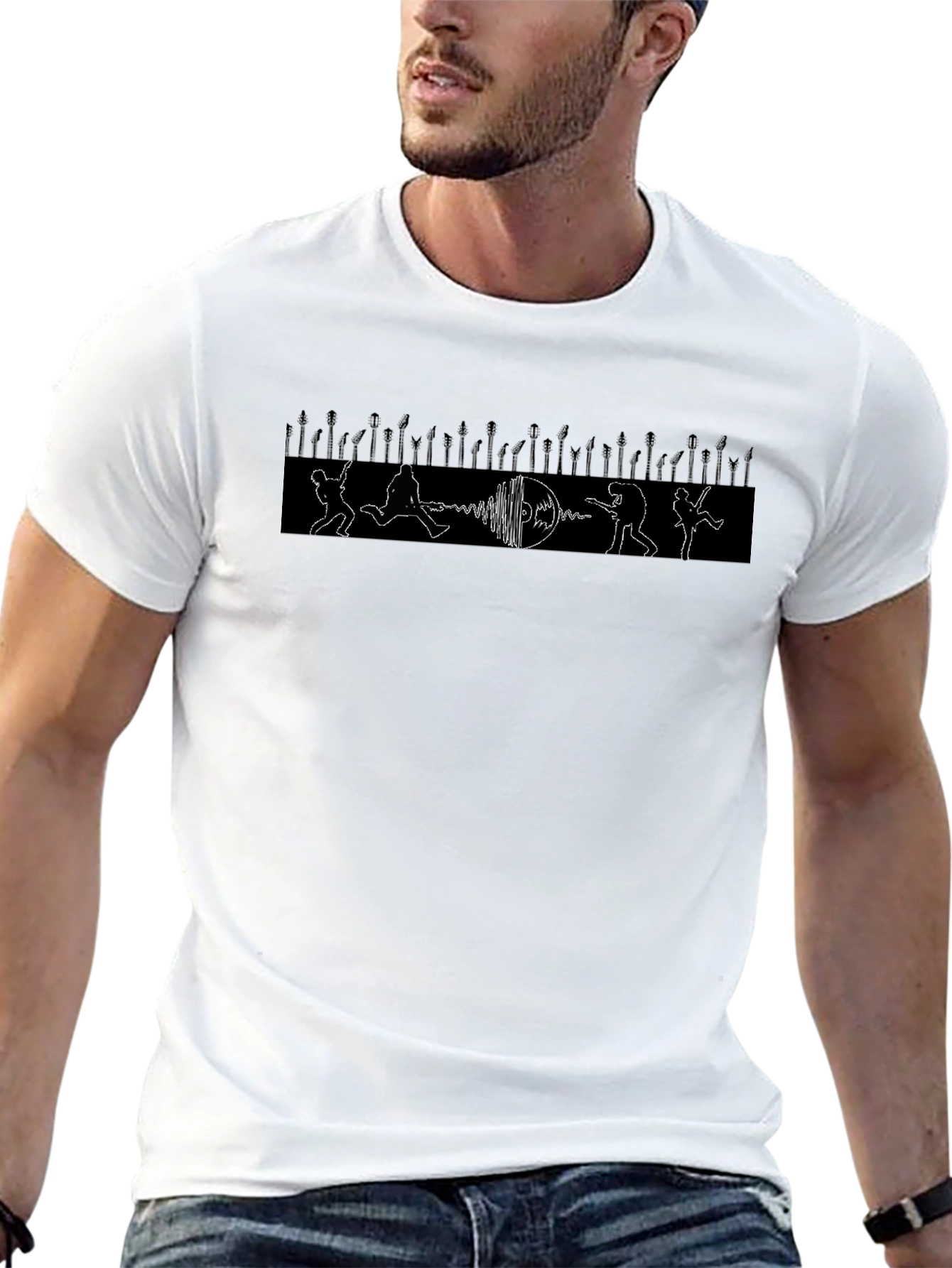 Rock Band Graphic Print Black Tee