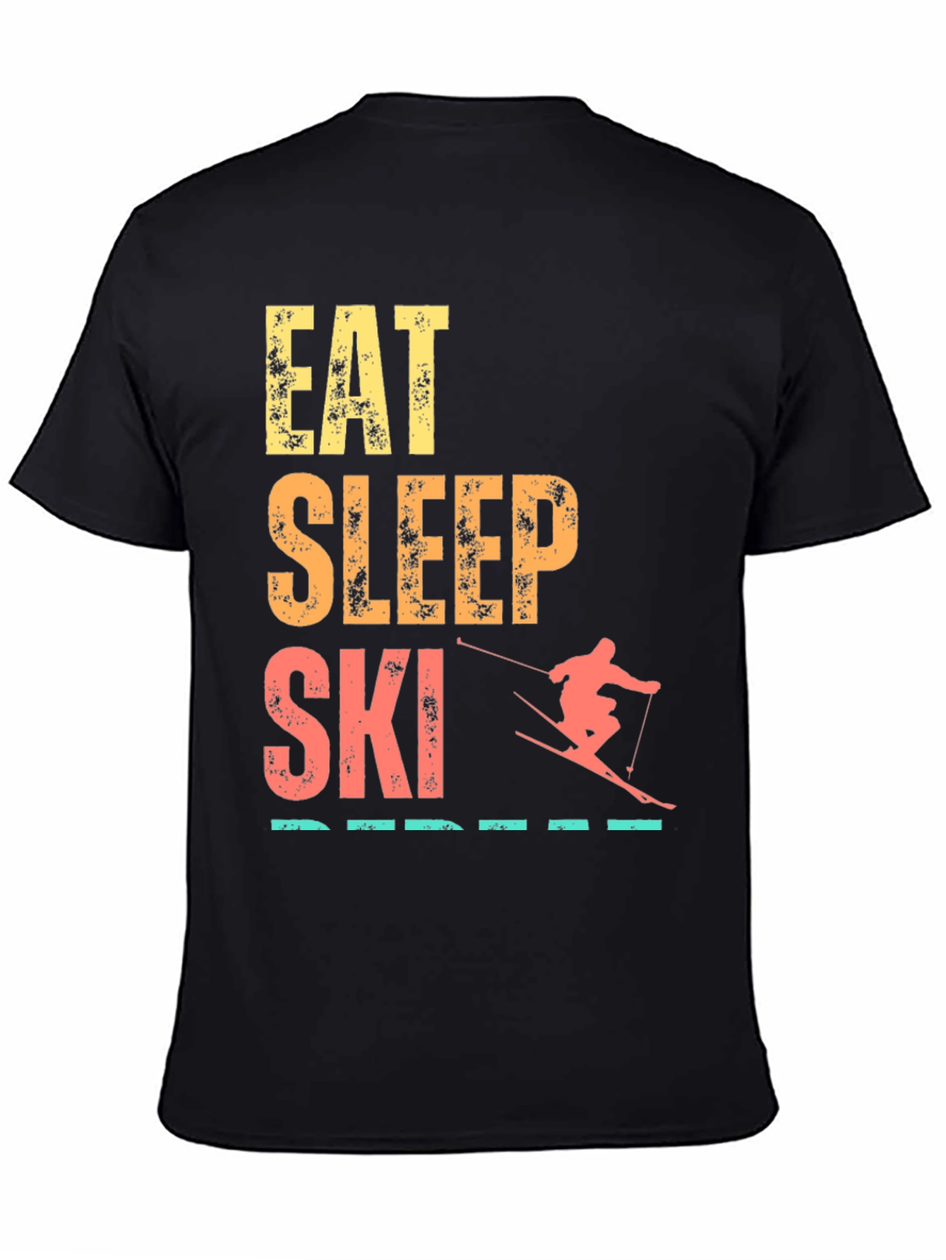 Eat Sleep Ski Repeat Graphic Tee - Black