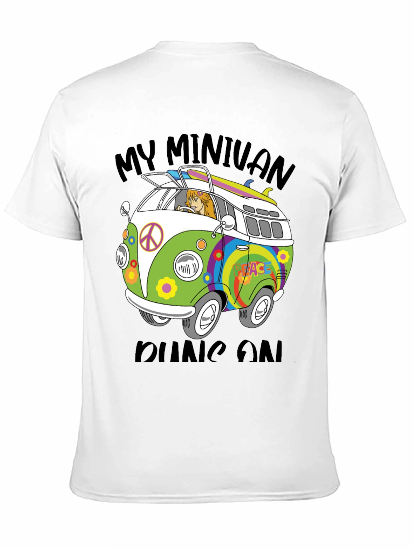 Retro Van T-Shirt - My Minivan Runs On Peace