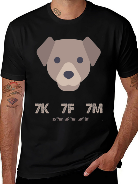 Dog Emoji Graphic Tee - Mens Casual Black T-Shirt