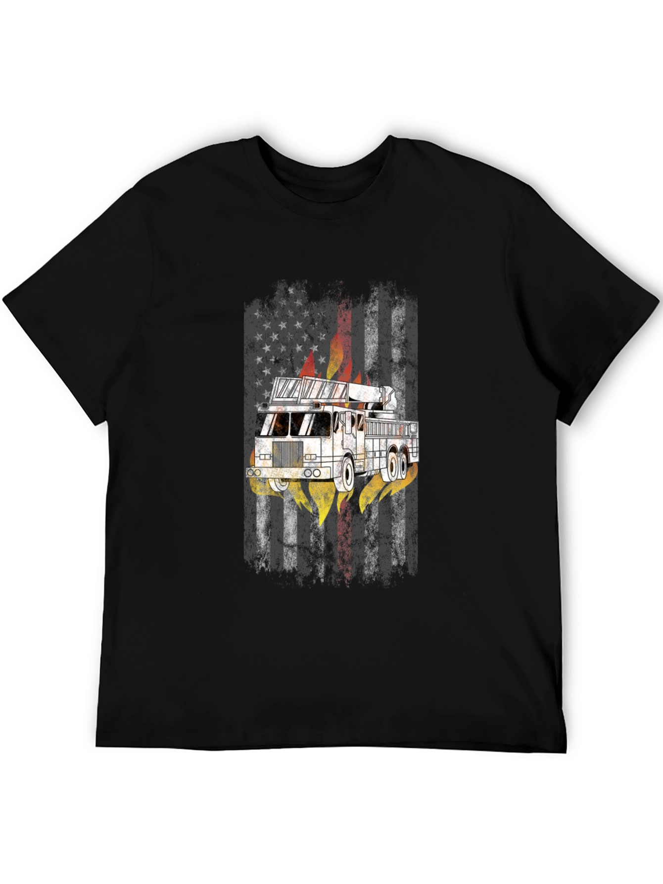 Firefighter American Flag Truck T-Shirt
