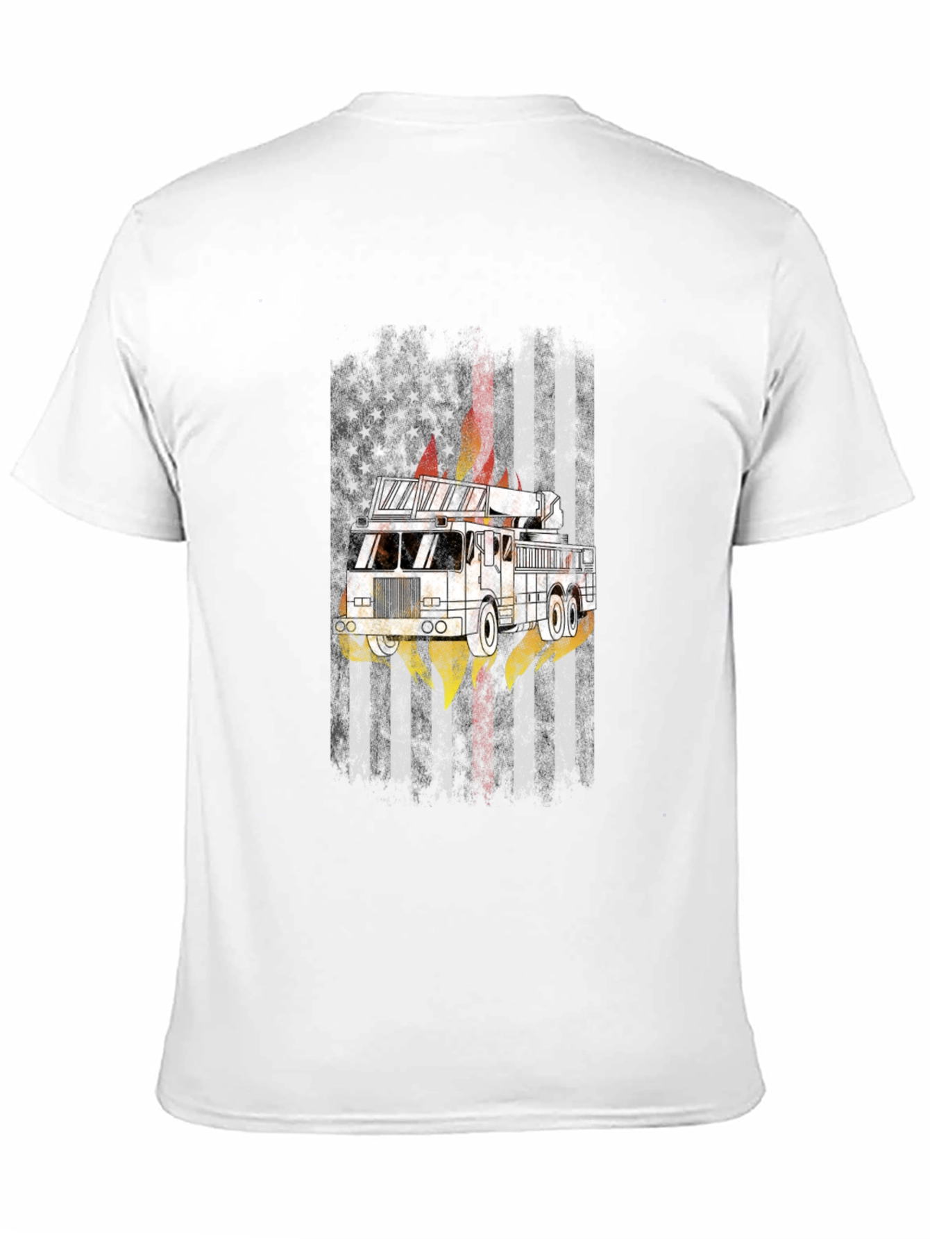 Firefighter American Flag Truck T-Shirt