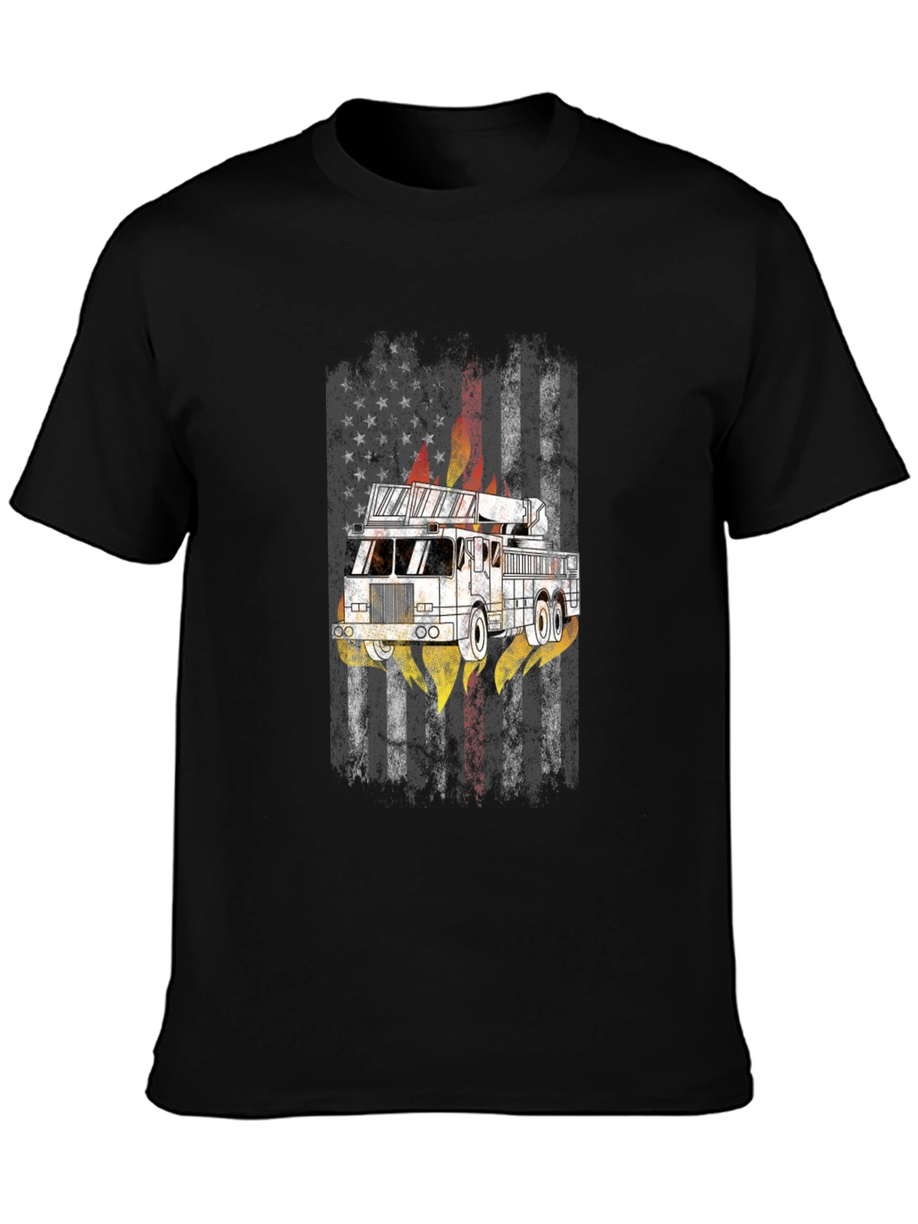 Firefighter American Flag Truck T-Shirt