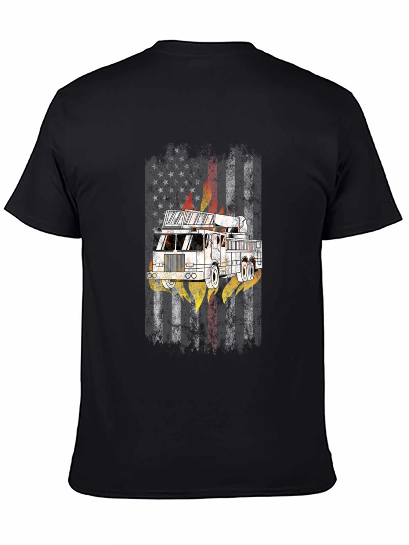 Firefighter American Flag Truck T-Shirt
