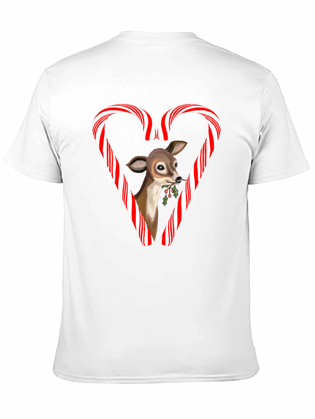 Holiday Deer Candy Cane Heart T-Shirt
