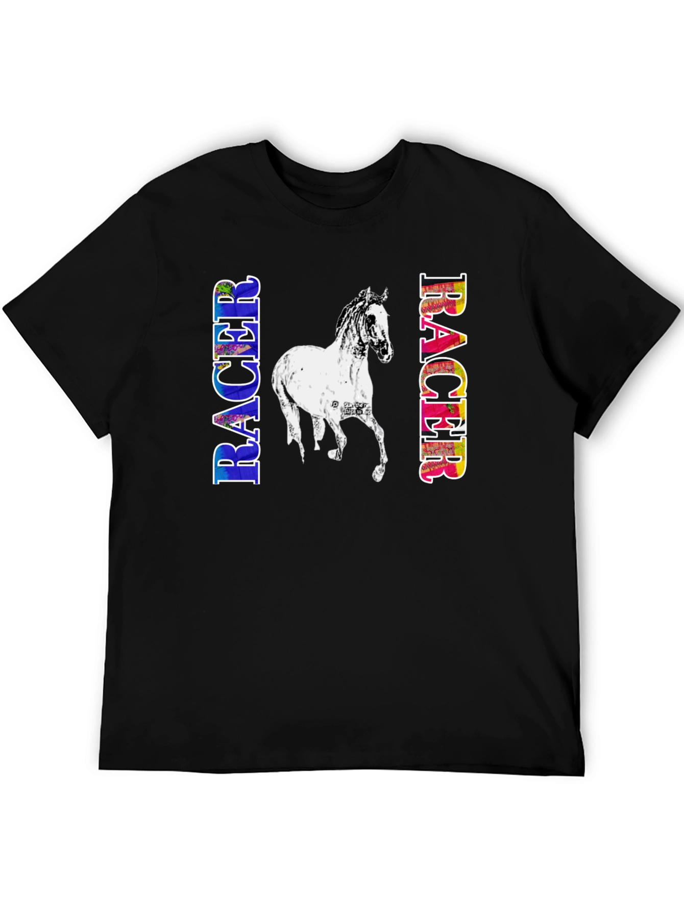 Racer Horse Graphic Tee | Black Cotton T-Shirt