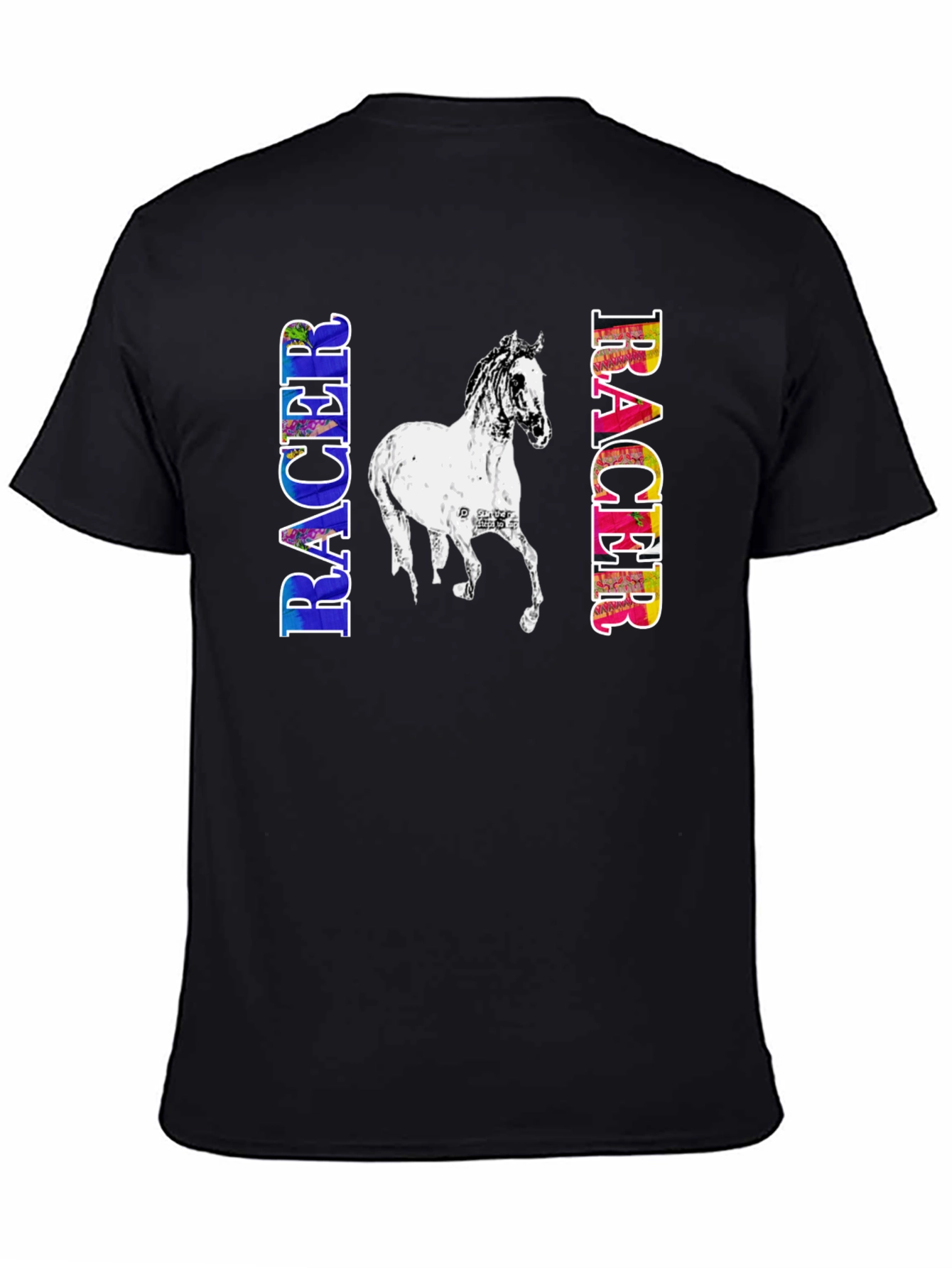 Racer Horse Graphic Tee | Black Cotton T-Shirt