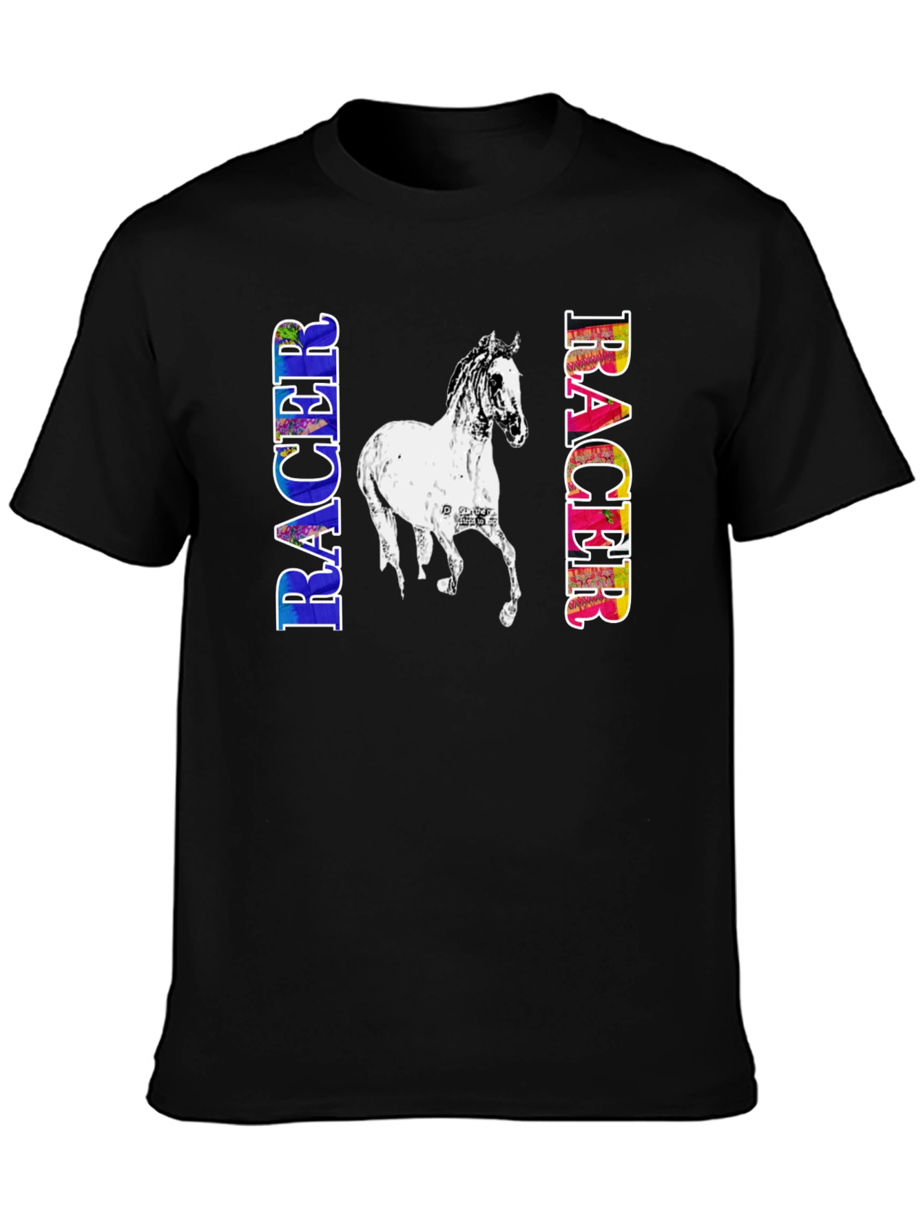 Racer Horse Graphic Tee | Black Cotton T-Shirt