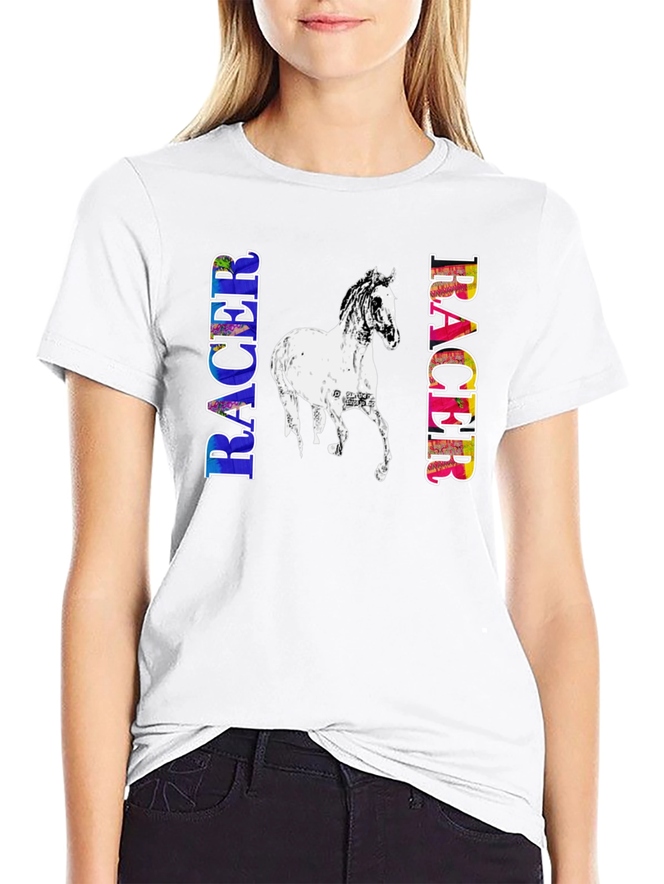 Racer Horse Graphic Tee | Black Cotton T-Shirt