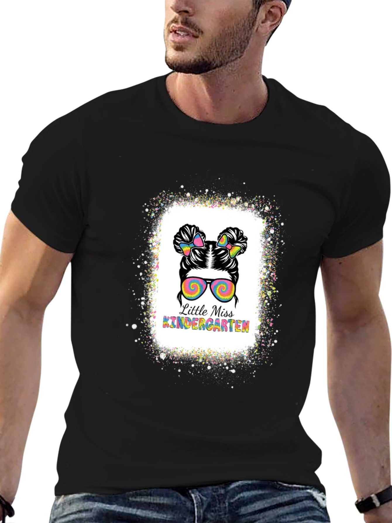 Little Miss Kindergarten Messy Bun T-Shirt