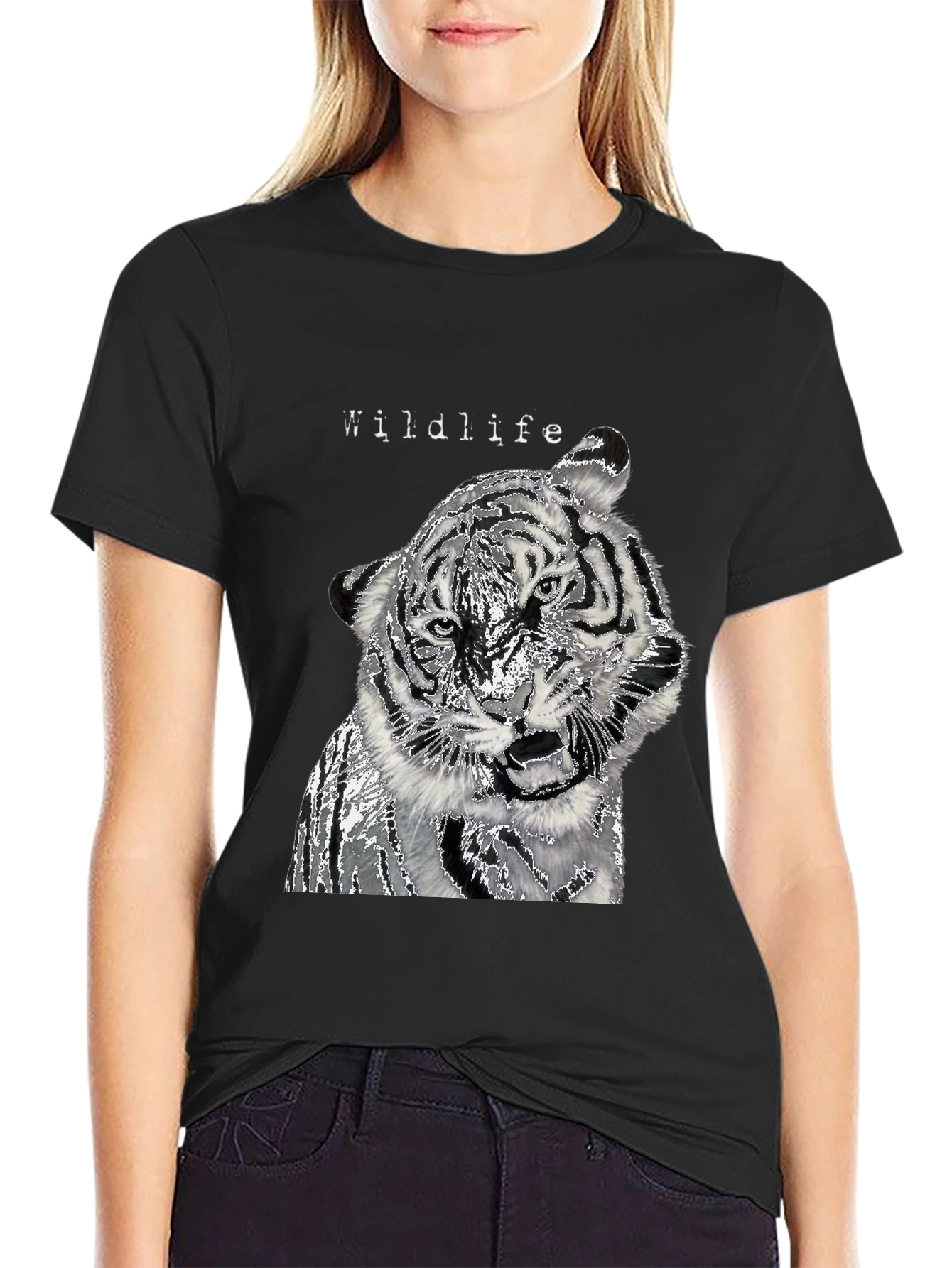 Wildlife Tiger Graphic Black T-Shirt