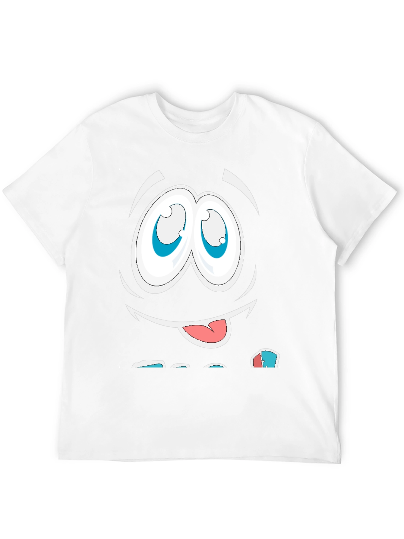 Funny Cartoon Face Graphic Black T-Shirt