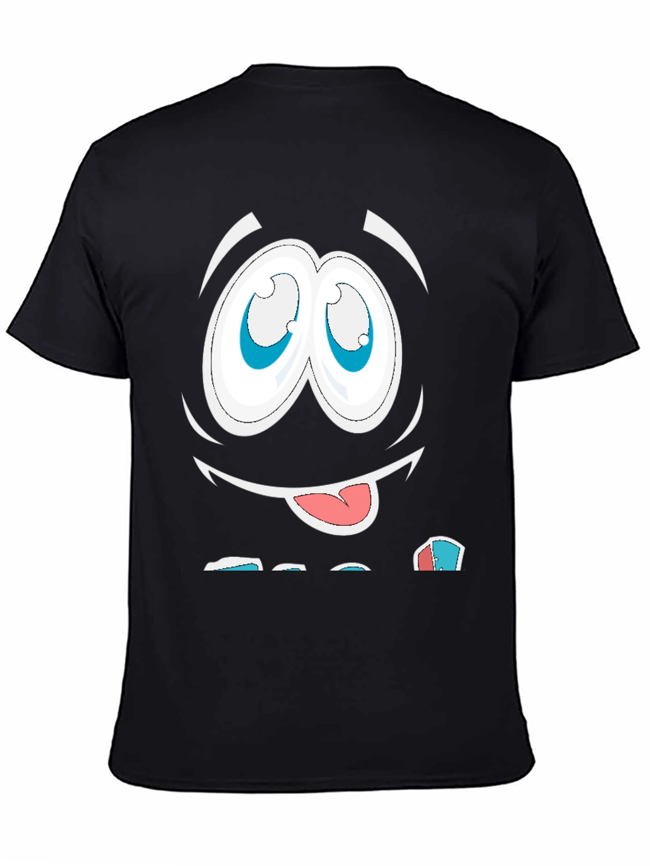 Funny Cartoon Face Graphic Black T-Shirt