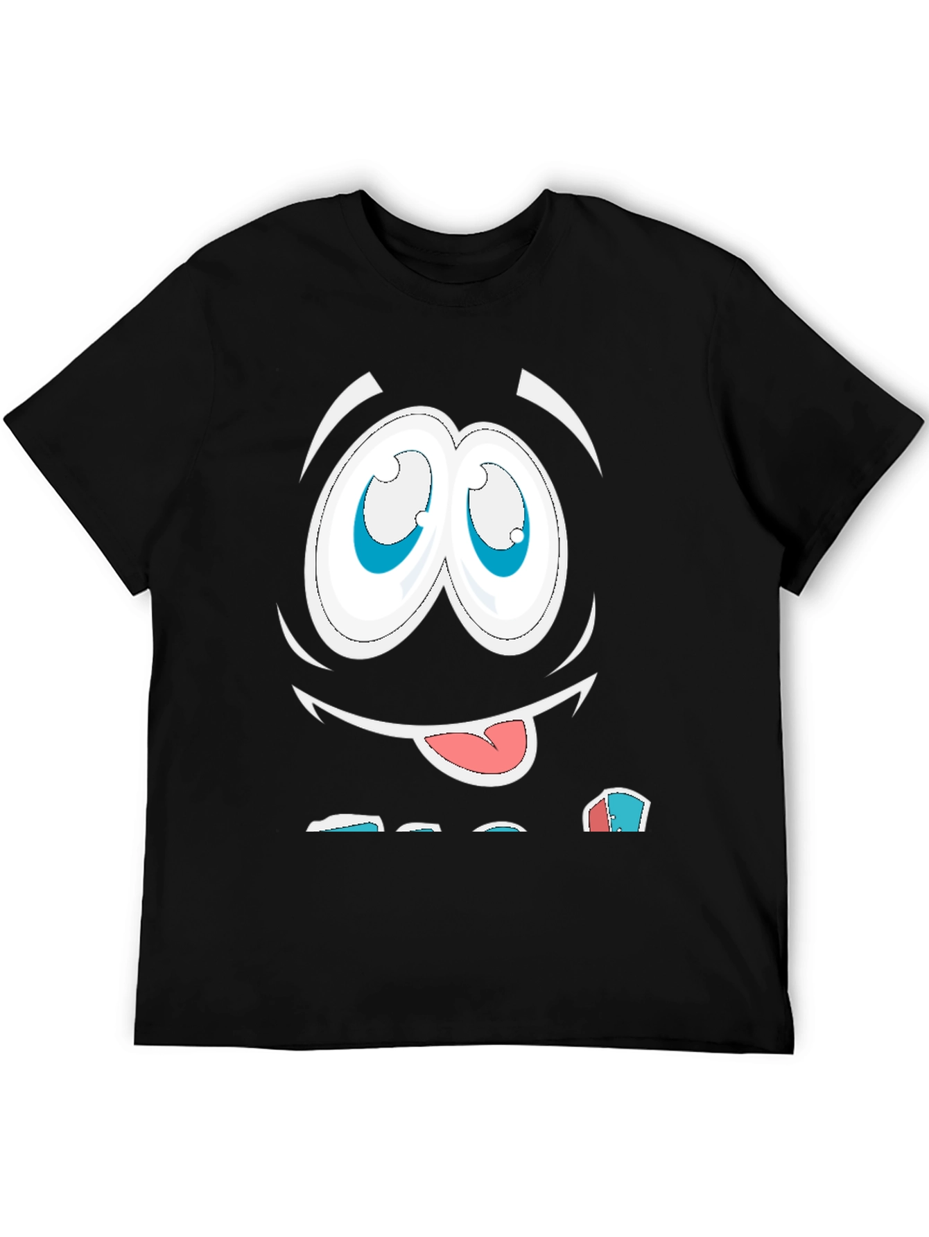 Funny Cartoon Face Graphic Black T-Shirt
