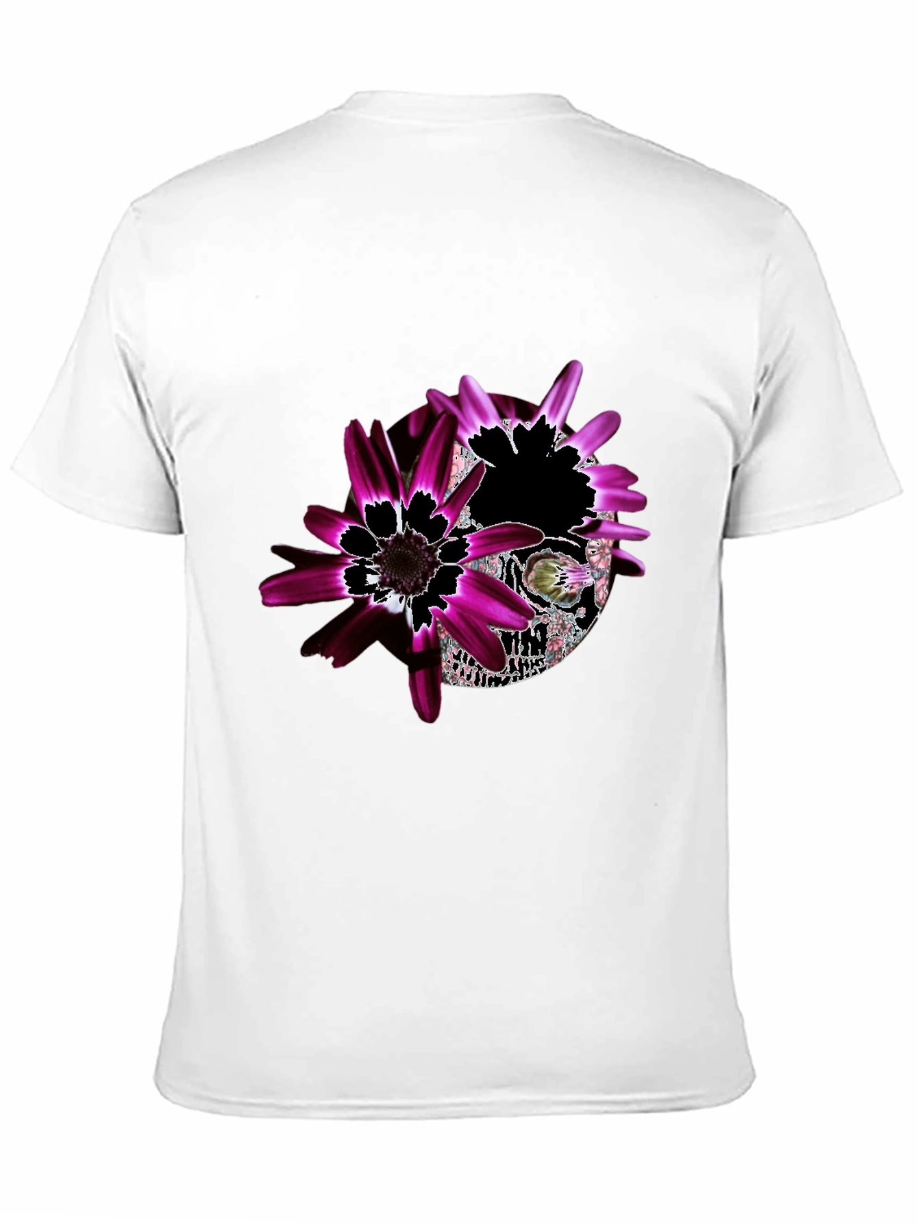 Floral Skull Graphic Black T-Shirt - Unique Design