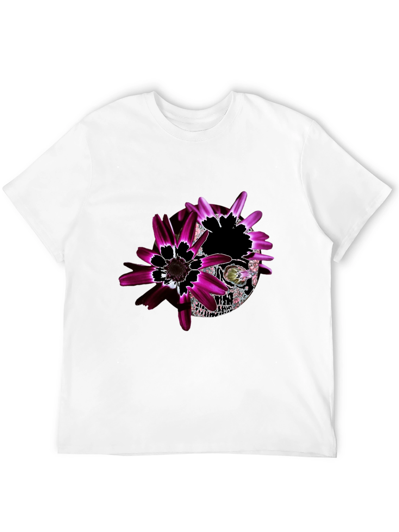 Floral Skull Graphic Black T-Shirt - Unique Design