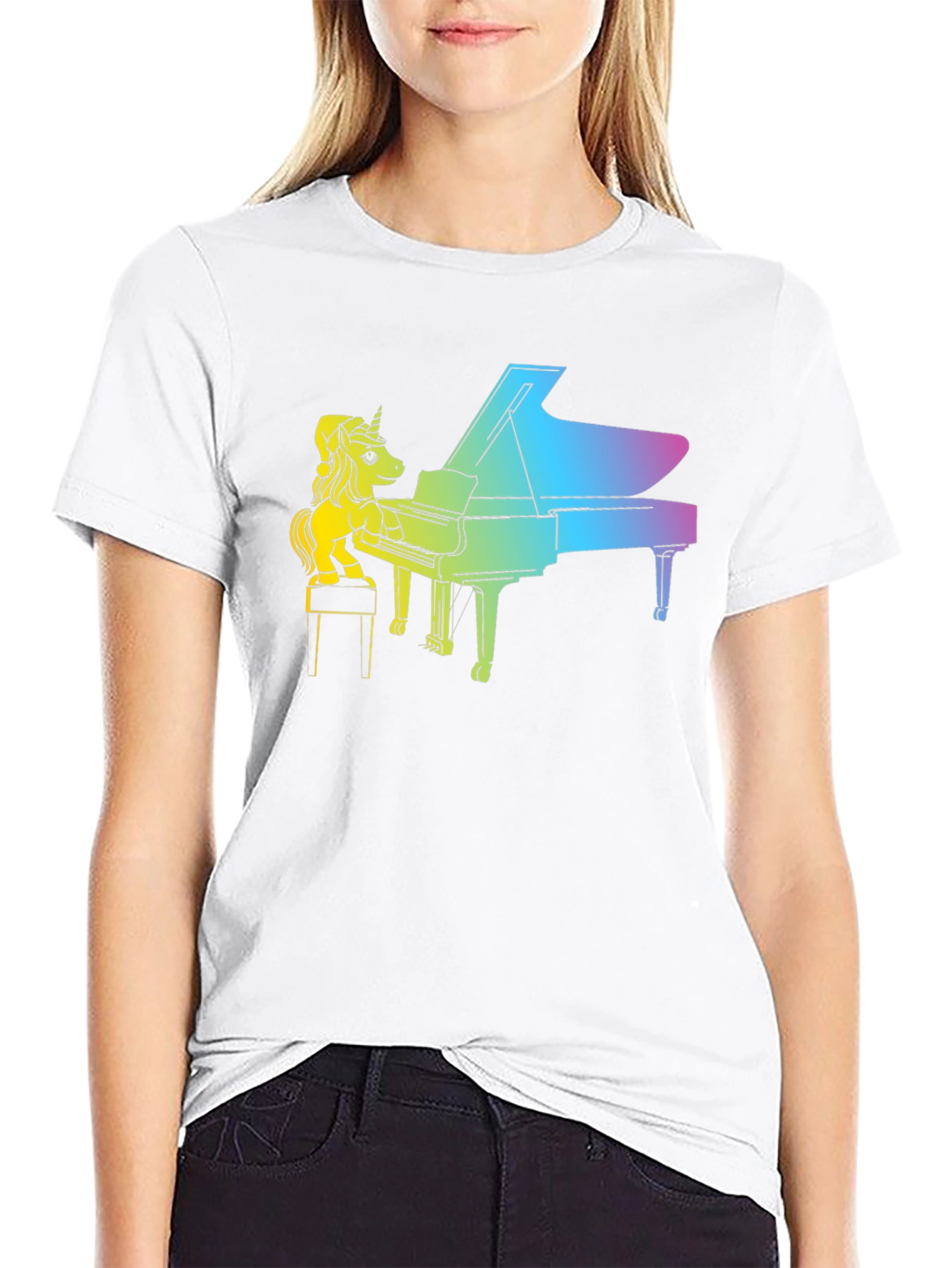 Unicorn Piano T-Shirt - Rainbow Grand