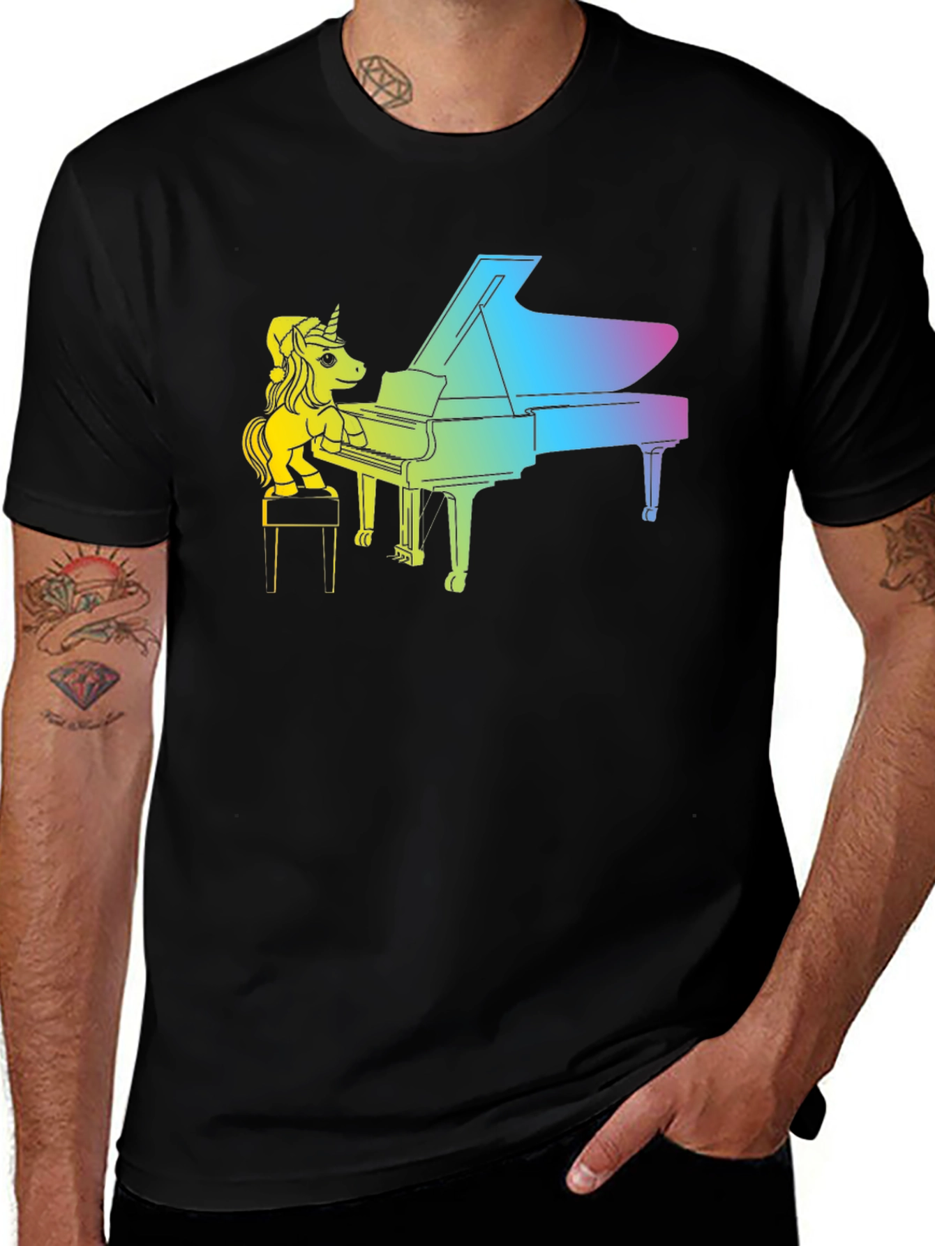 Unicorn Piano T-Shirt - Rainbow Grand