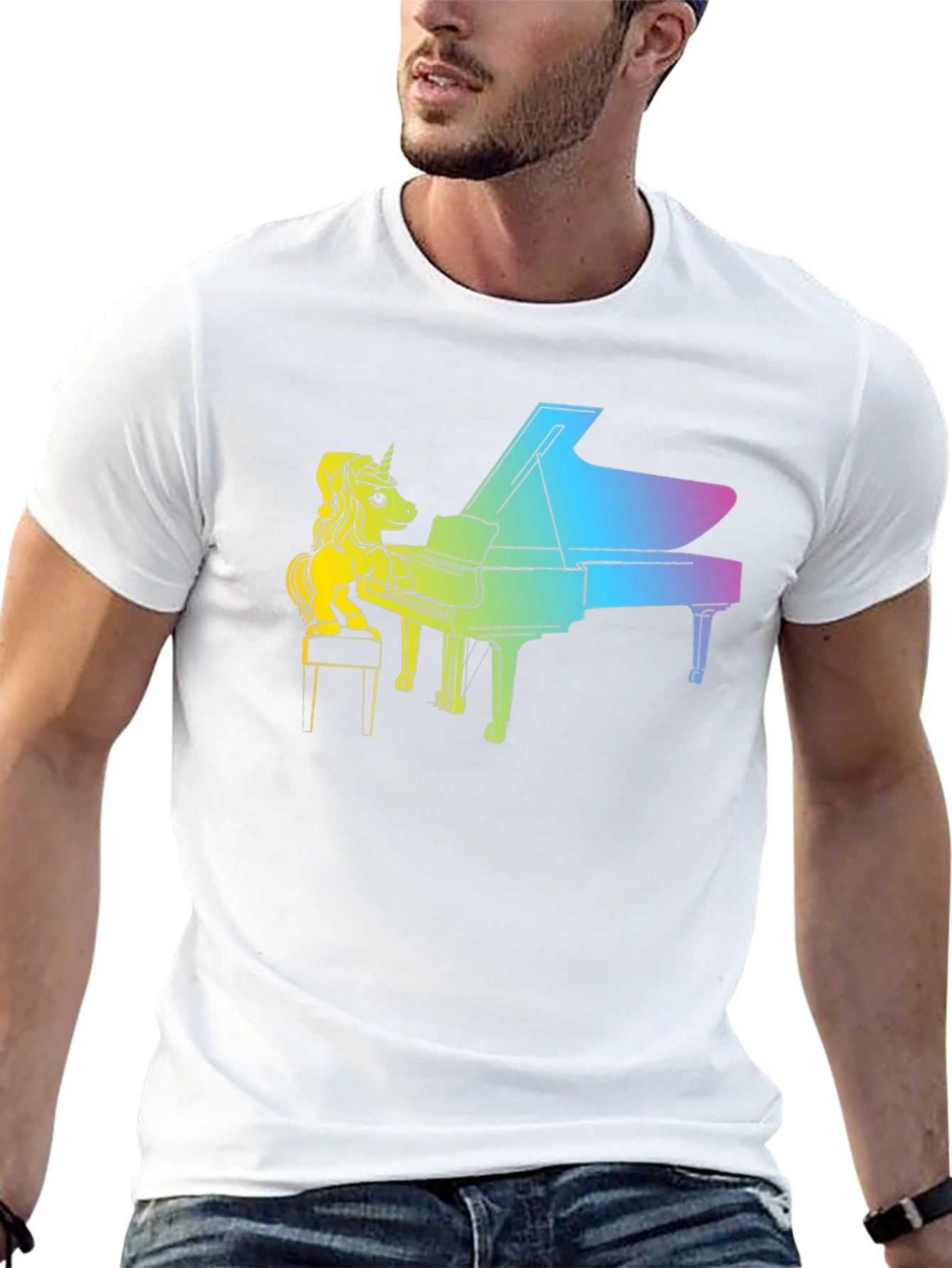 Unicorn Piano T-Shirt - Rainbow Grand