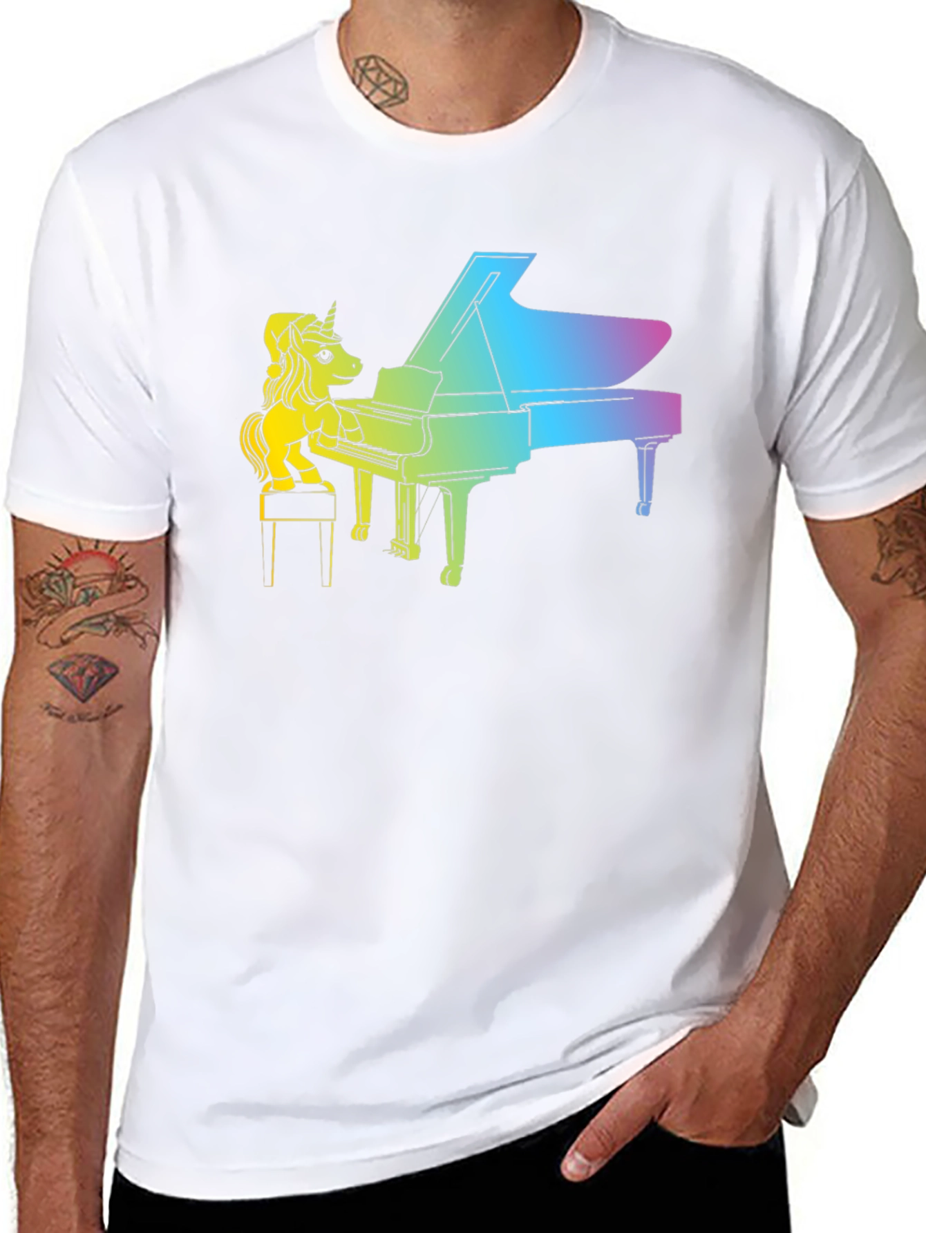 Unicorn Piano T-Shirt - Rainbow Grand