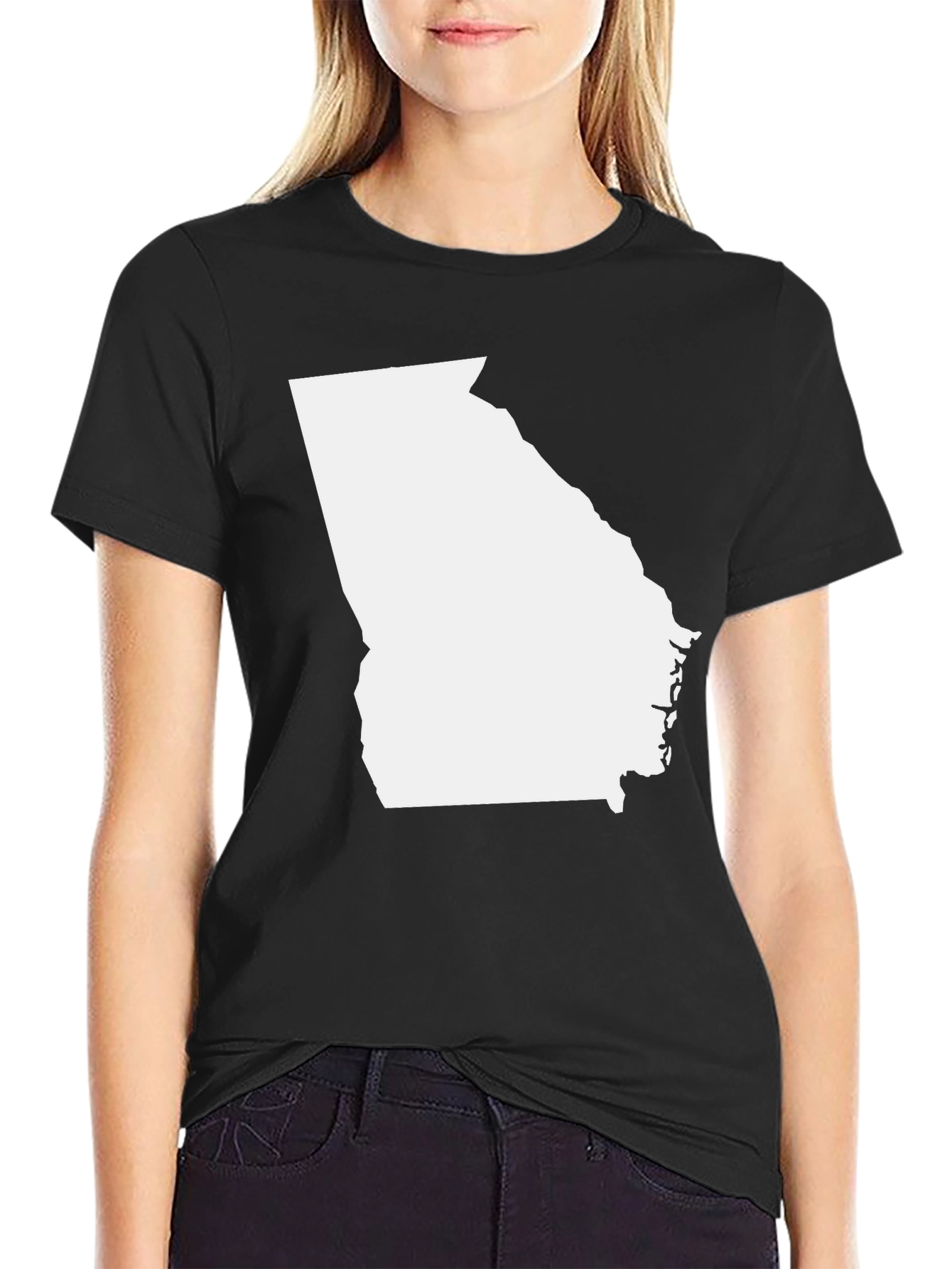 Georgia State Outline Graphic Tee - Black T-Shirt