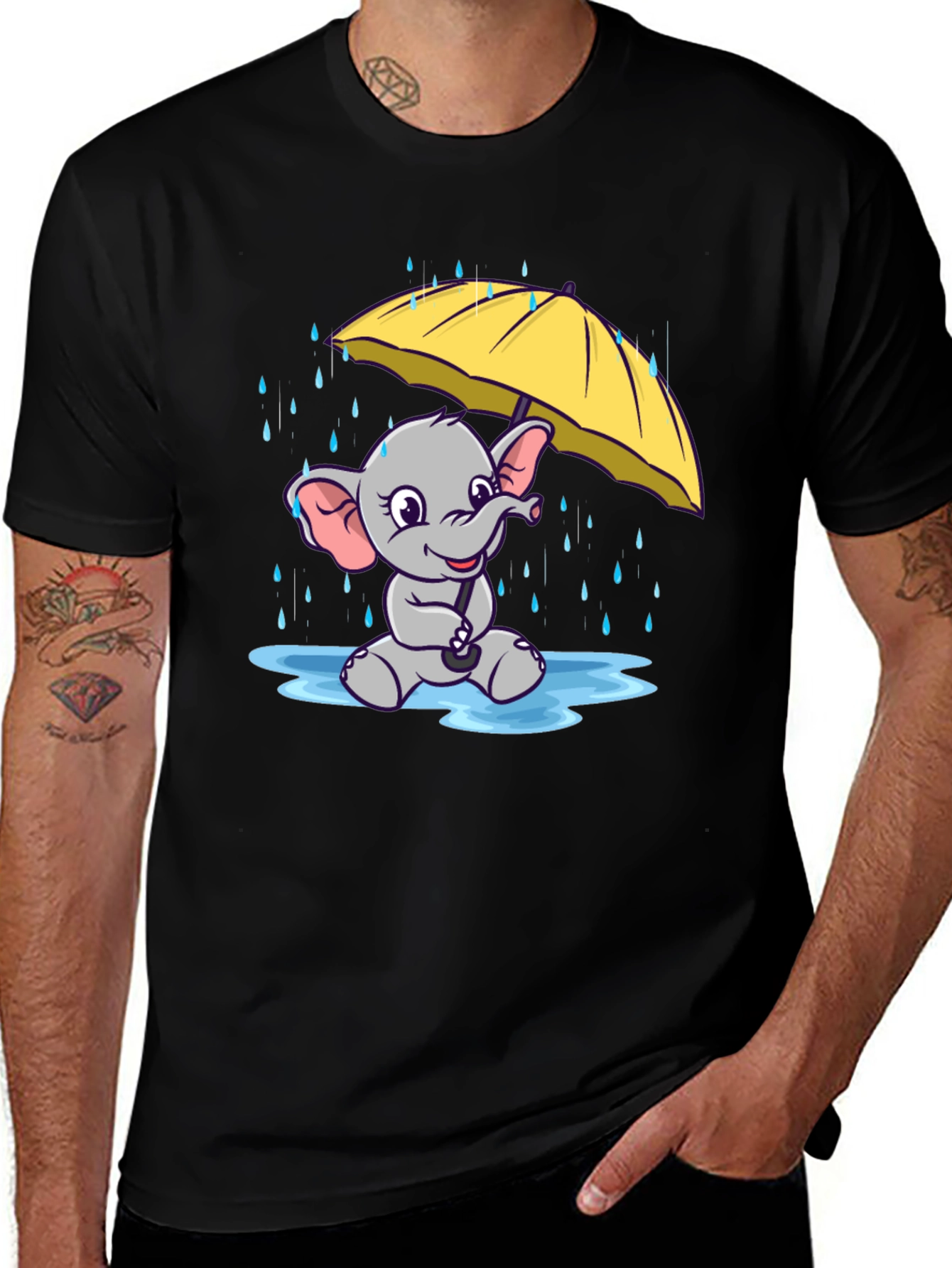 Cute Elephant T-Shirt - Rainy Day Design