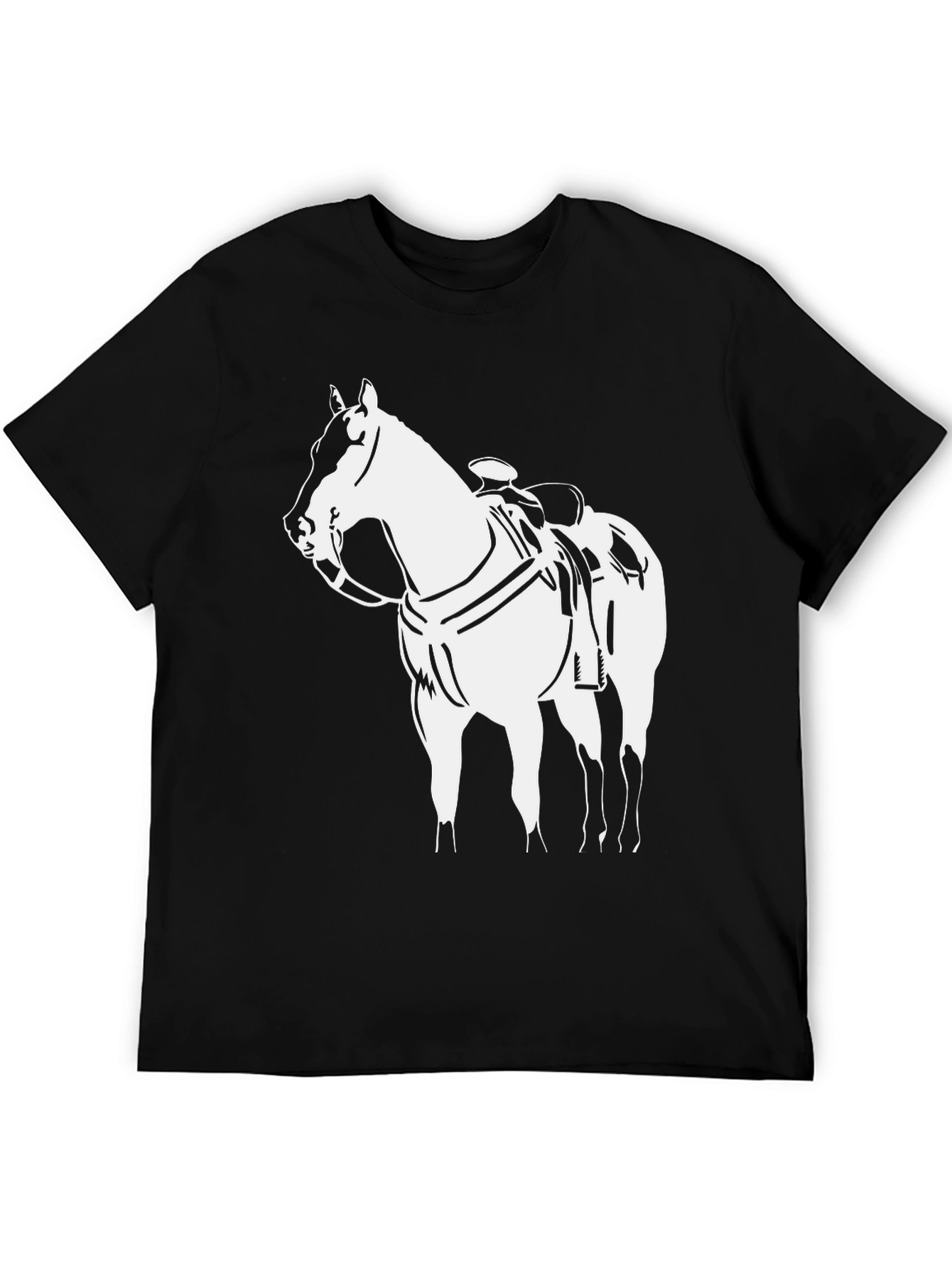 Horse Graphic Tee - Black Cotton T-Shirt