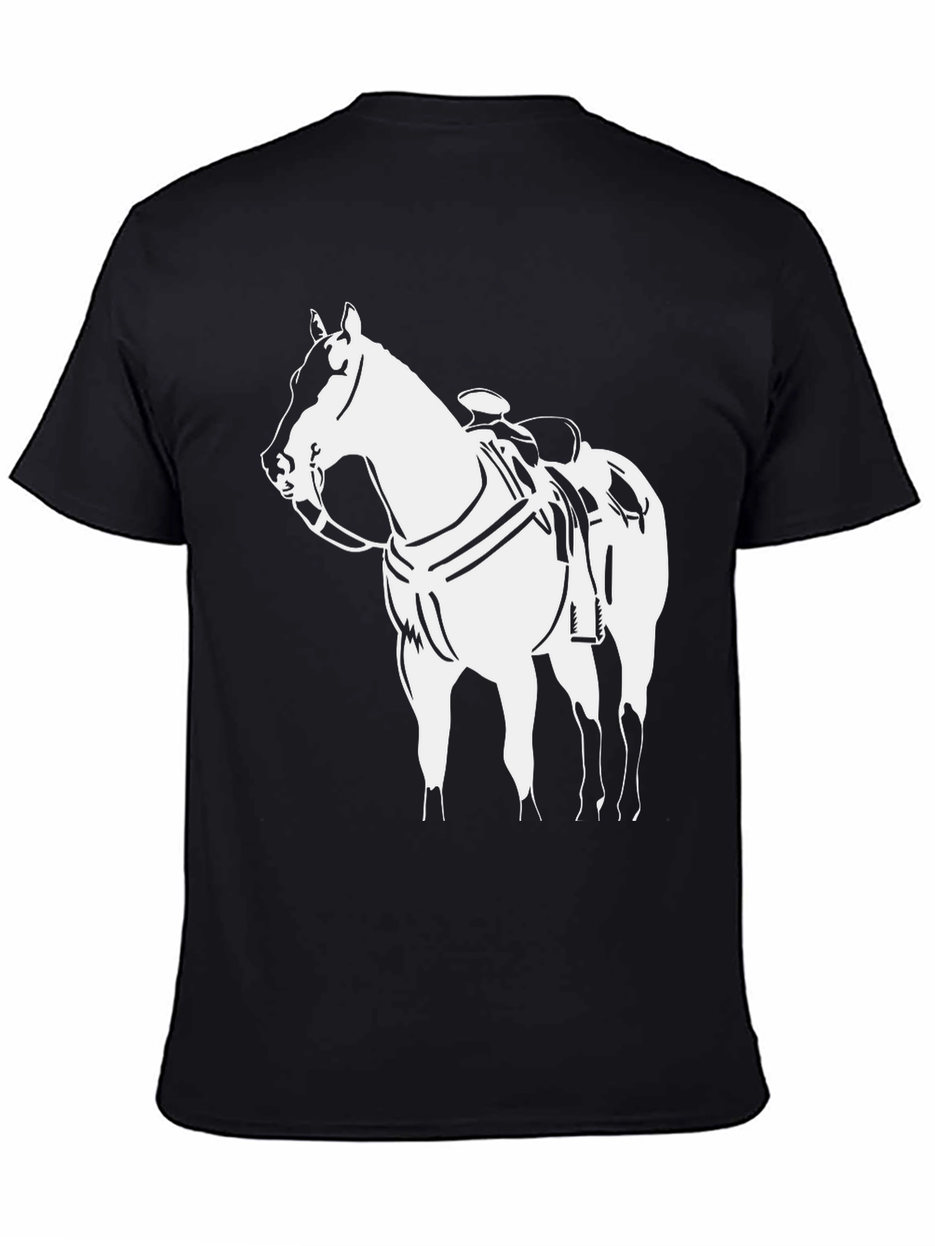 Horse Graphic Tee - Black Cotton T-Shirt