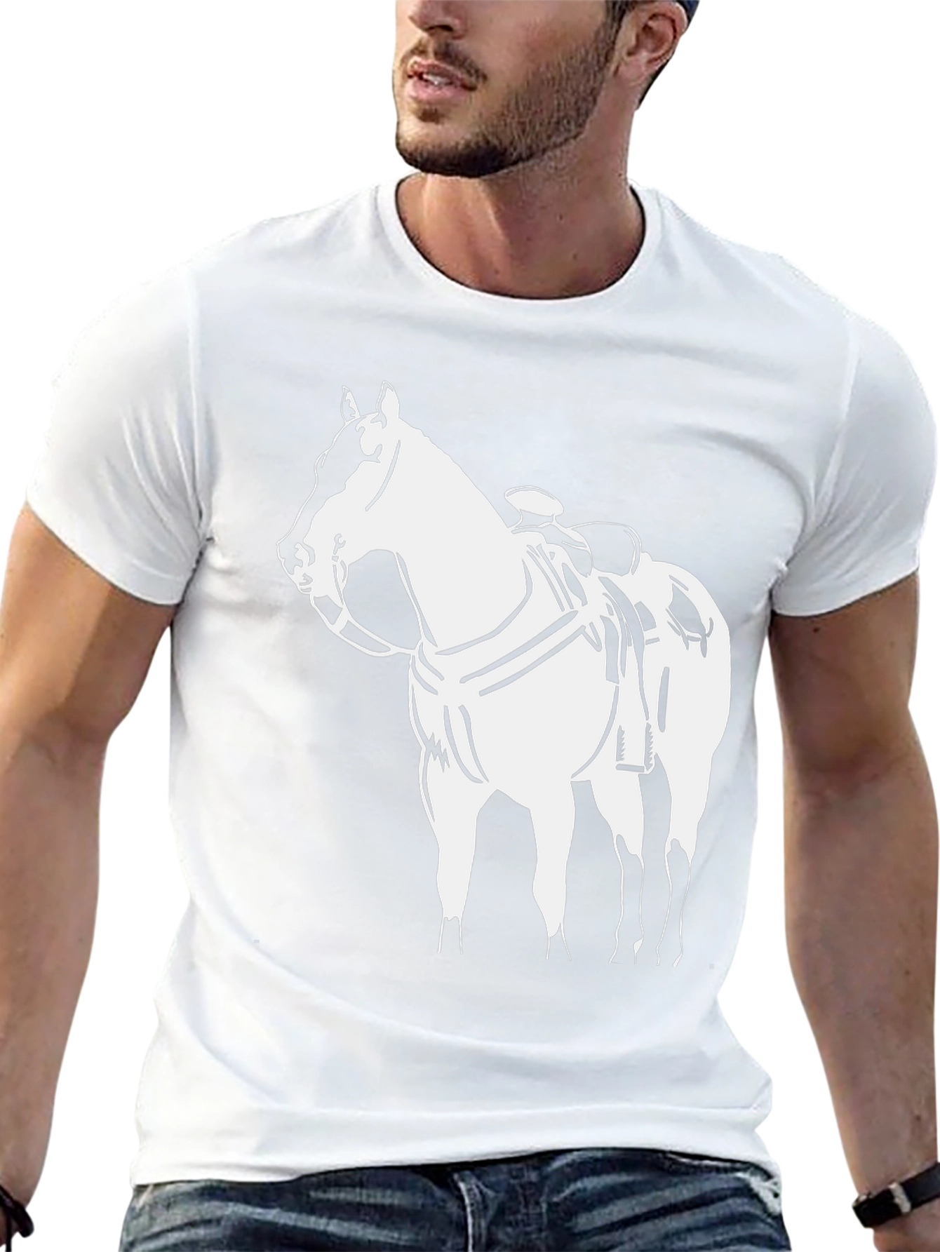 Horse Graphic Tee - Black Cotton T-Shirt