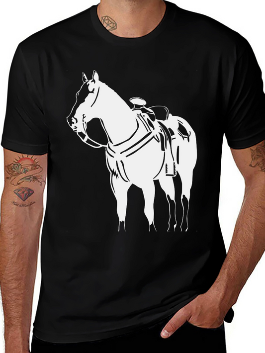 Horse Graphic Tee - Black Cotton T-Shirt