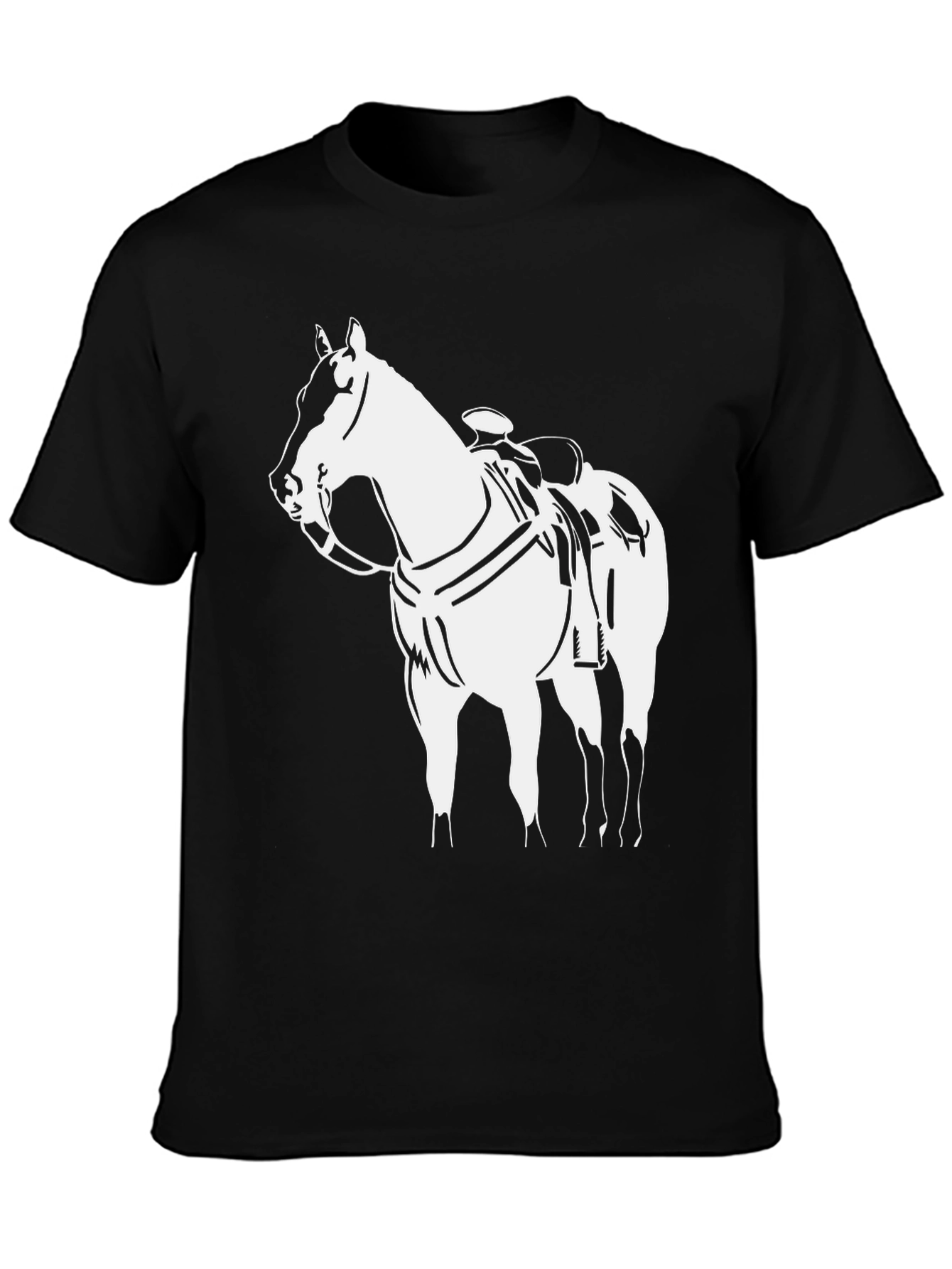 Horse Graphic Tee - Black Cotton T-Shirt