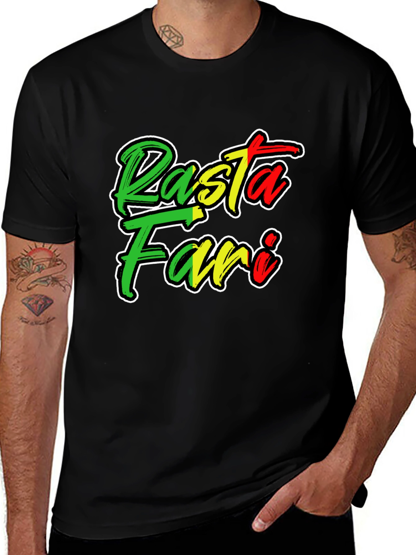 Rasta Fari Black Graphic Tee - Reggae Style