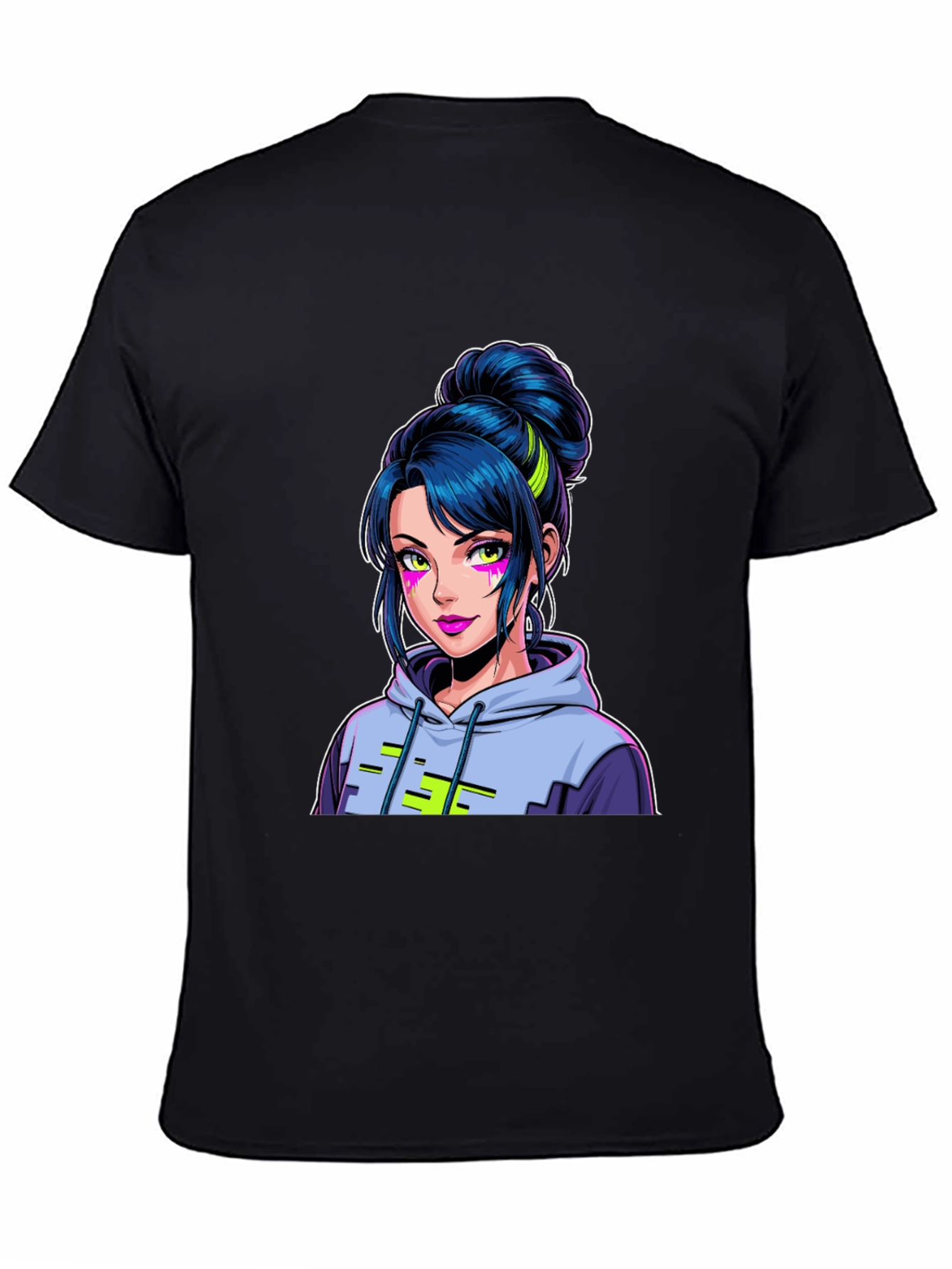 Anime Girl Graphic Tee - Cool Black T-Shirt