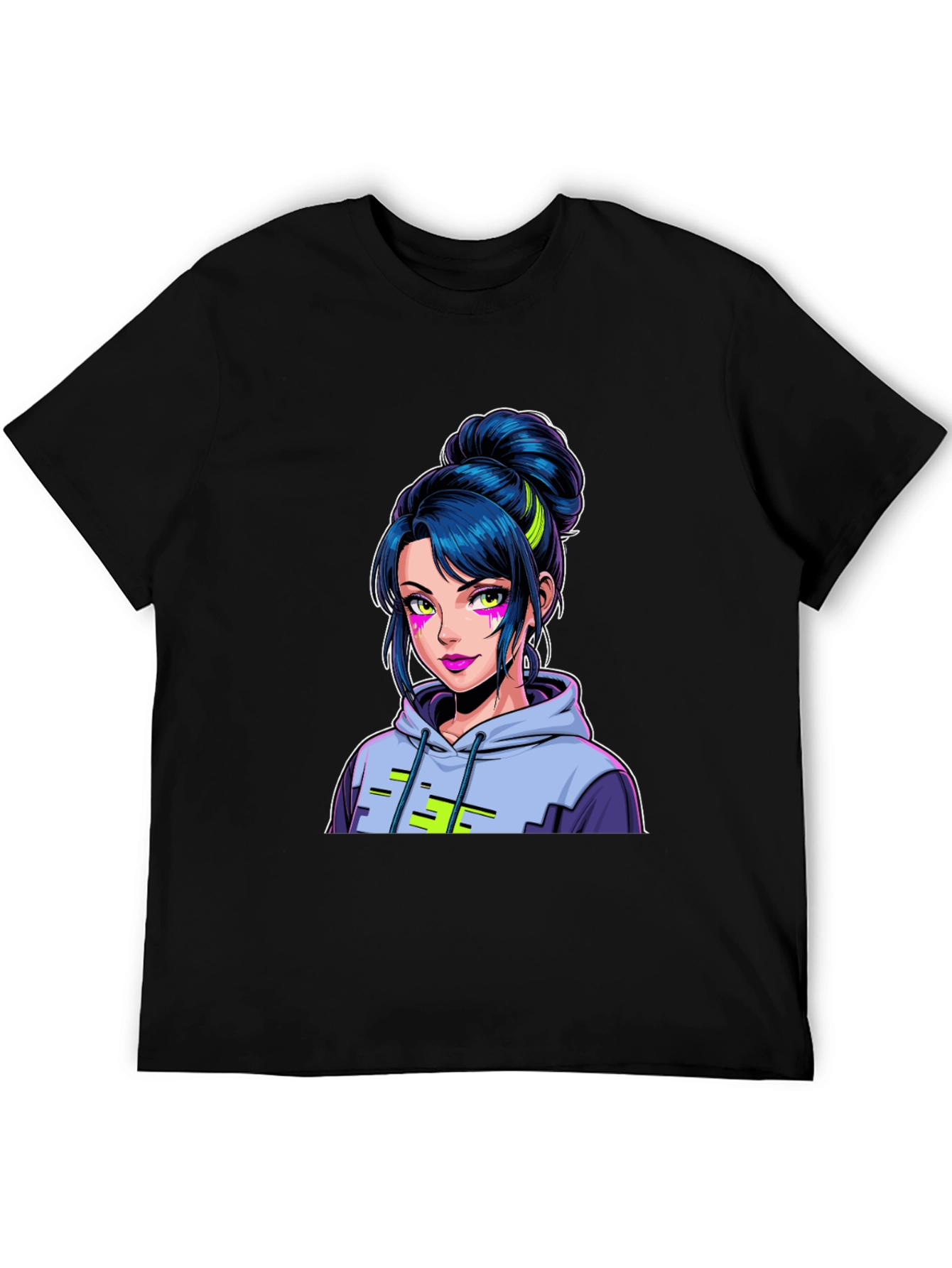 Anime Girl Graphic Tee - Cool Black T-Shirt