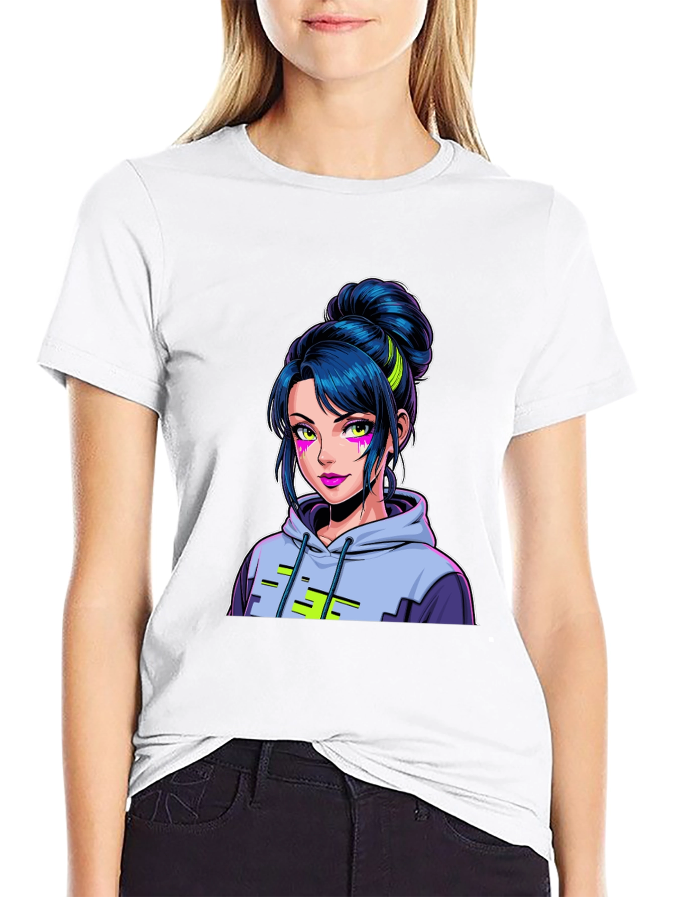 Anime Girl Graphic Tee - Cool Black T-Shirt