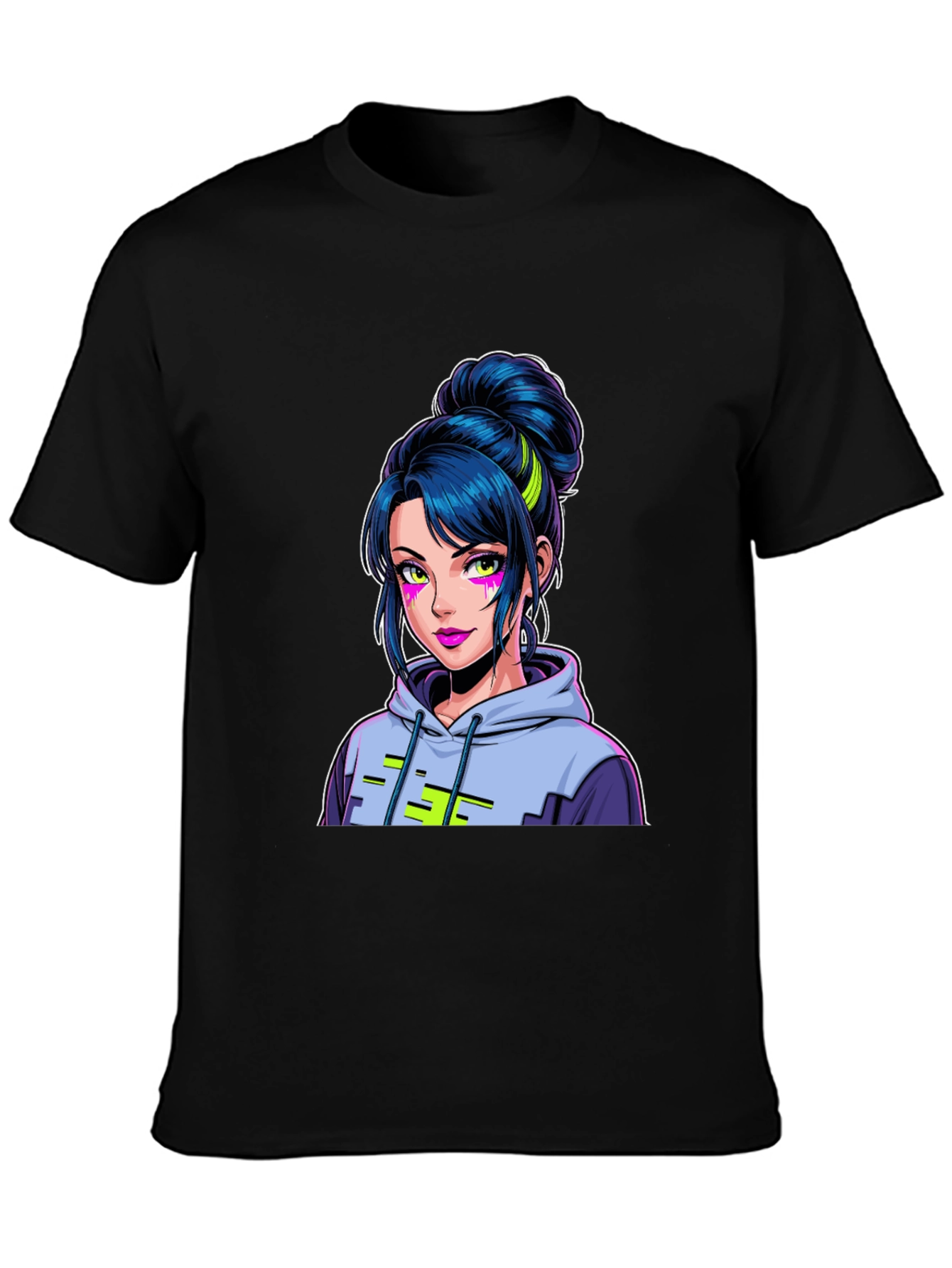 Anime Girl Graphic Tee - Cool Black T-Shirt