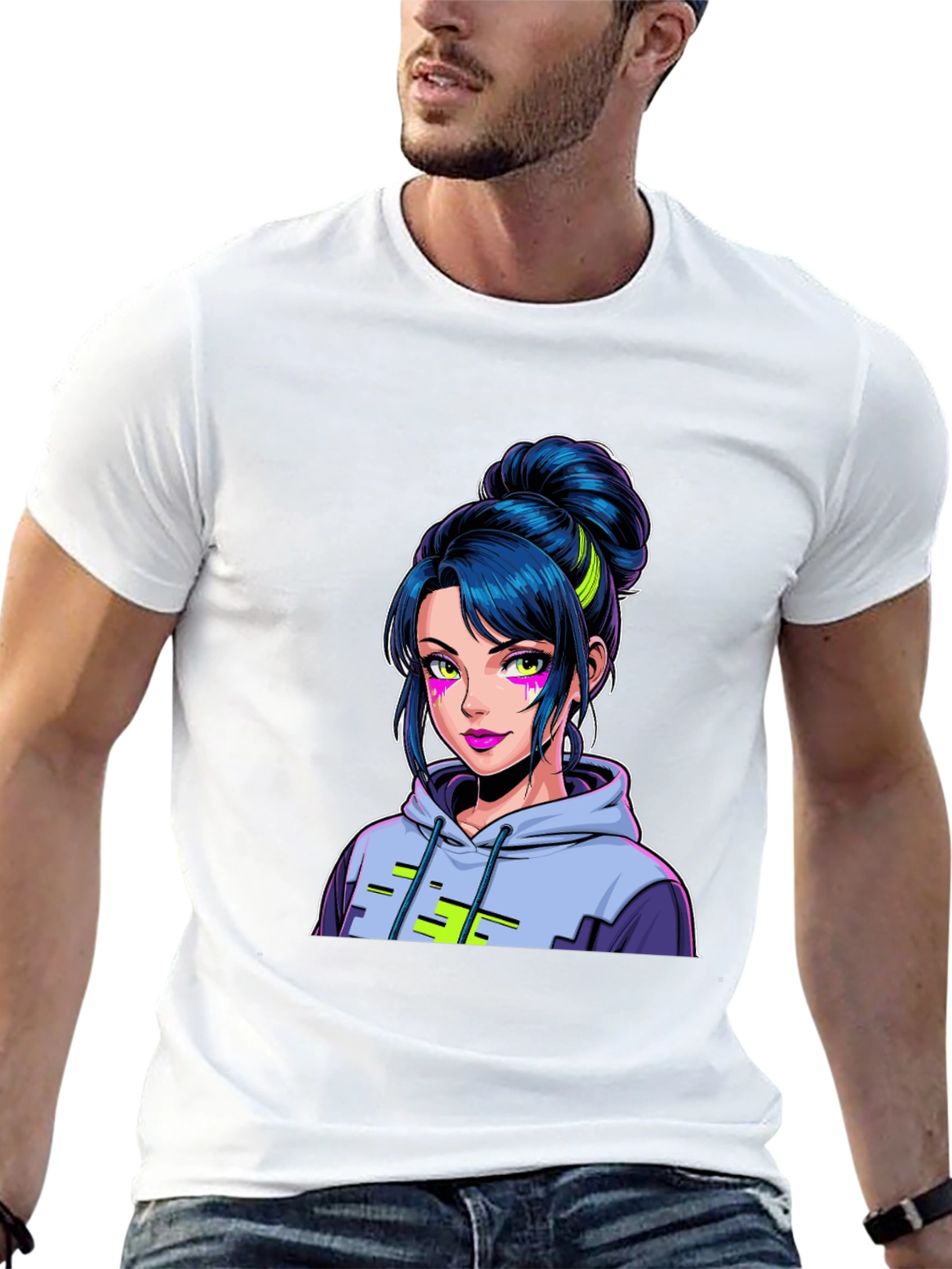 Anime Girl Graphic Tee - Cool Black T-Shirt