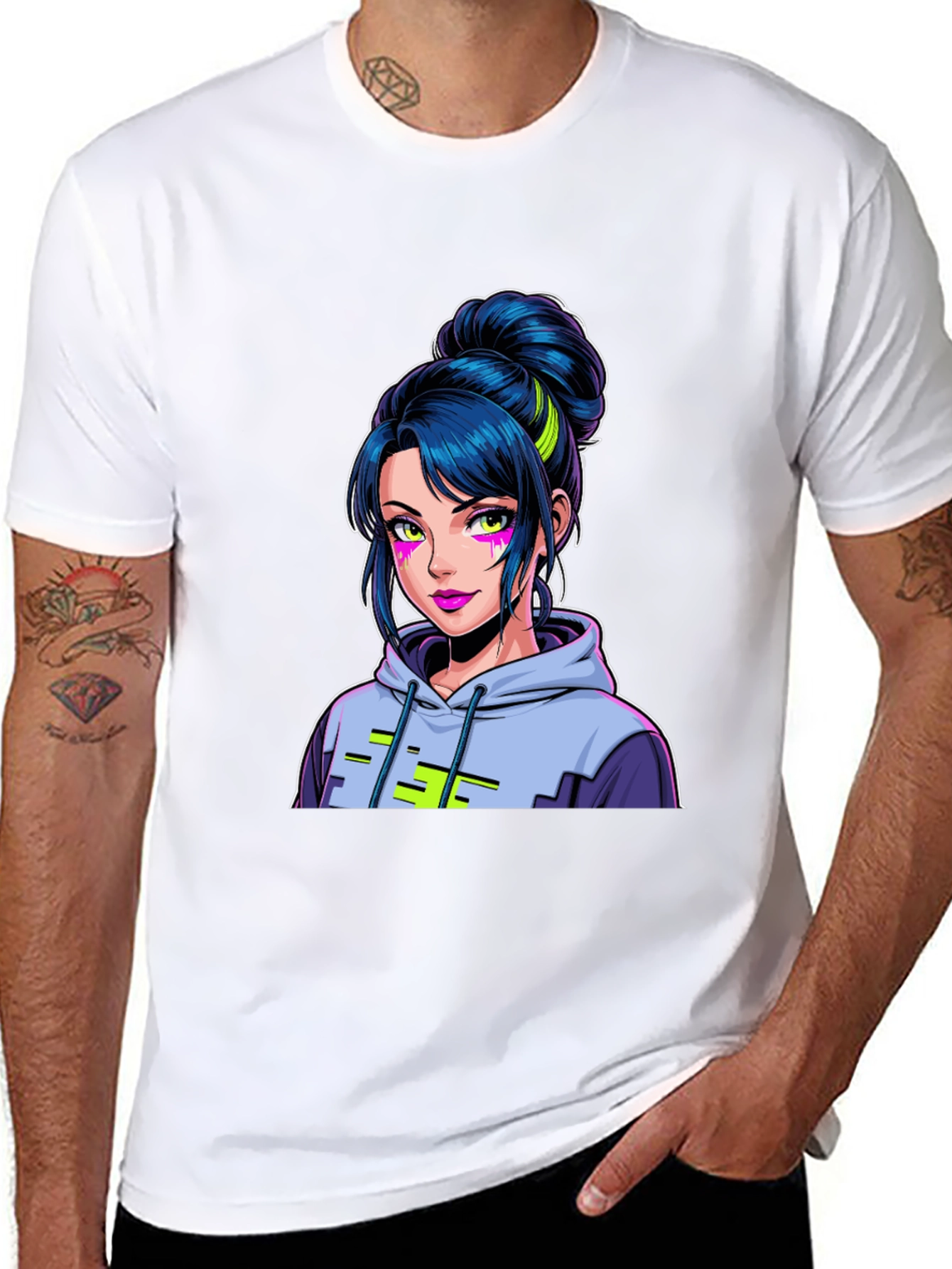 Anime Girl Graphic Tee - Cool Black T-Shirt