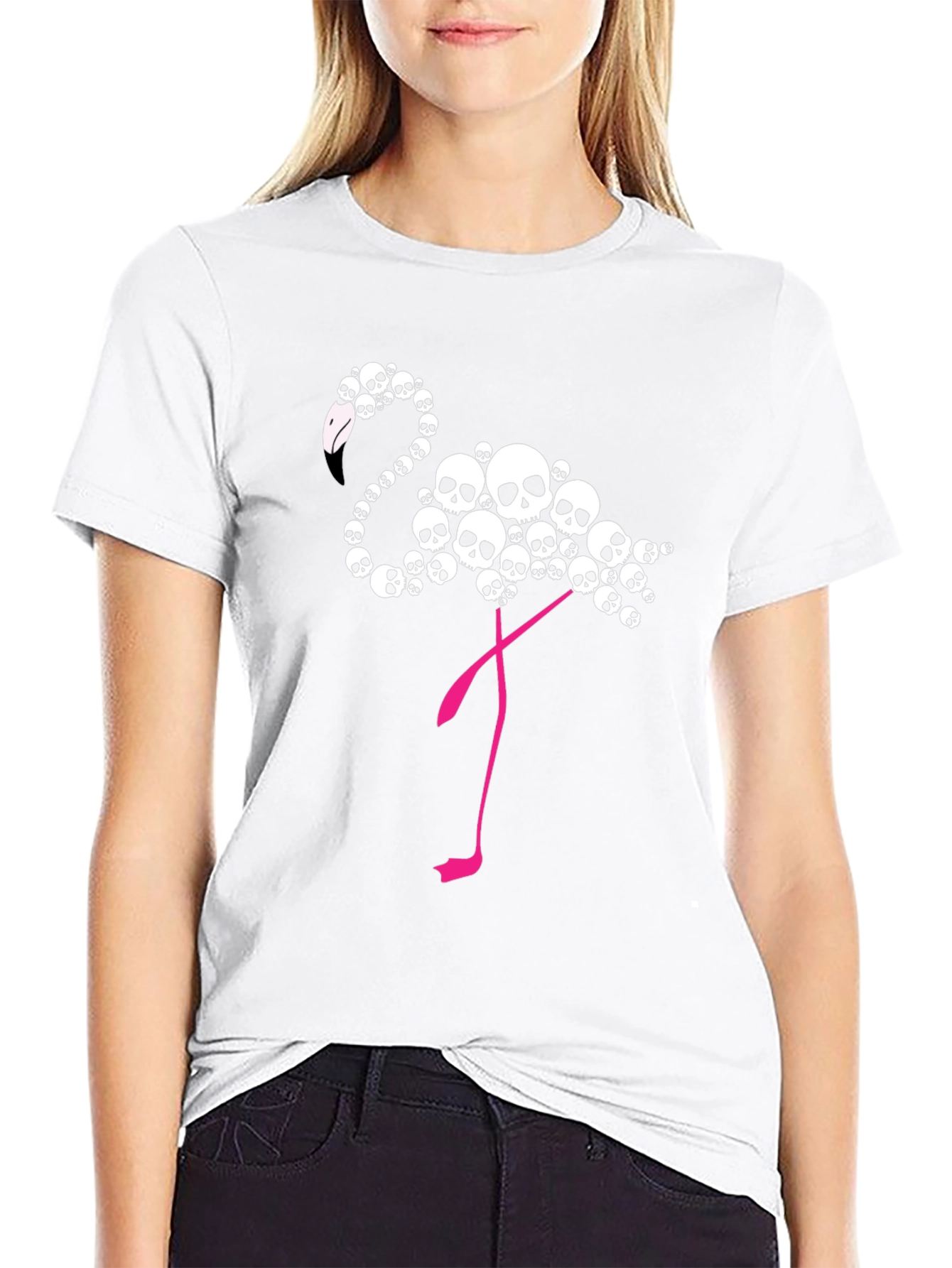 Skull Flamingo Graphic T-Shirt
