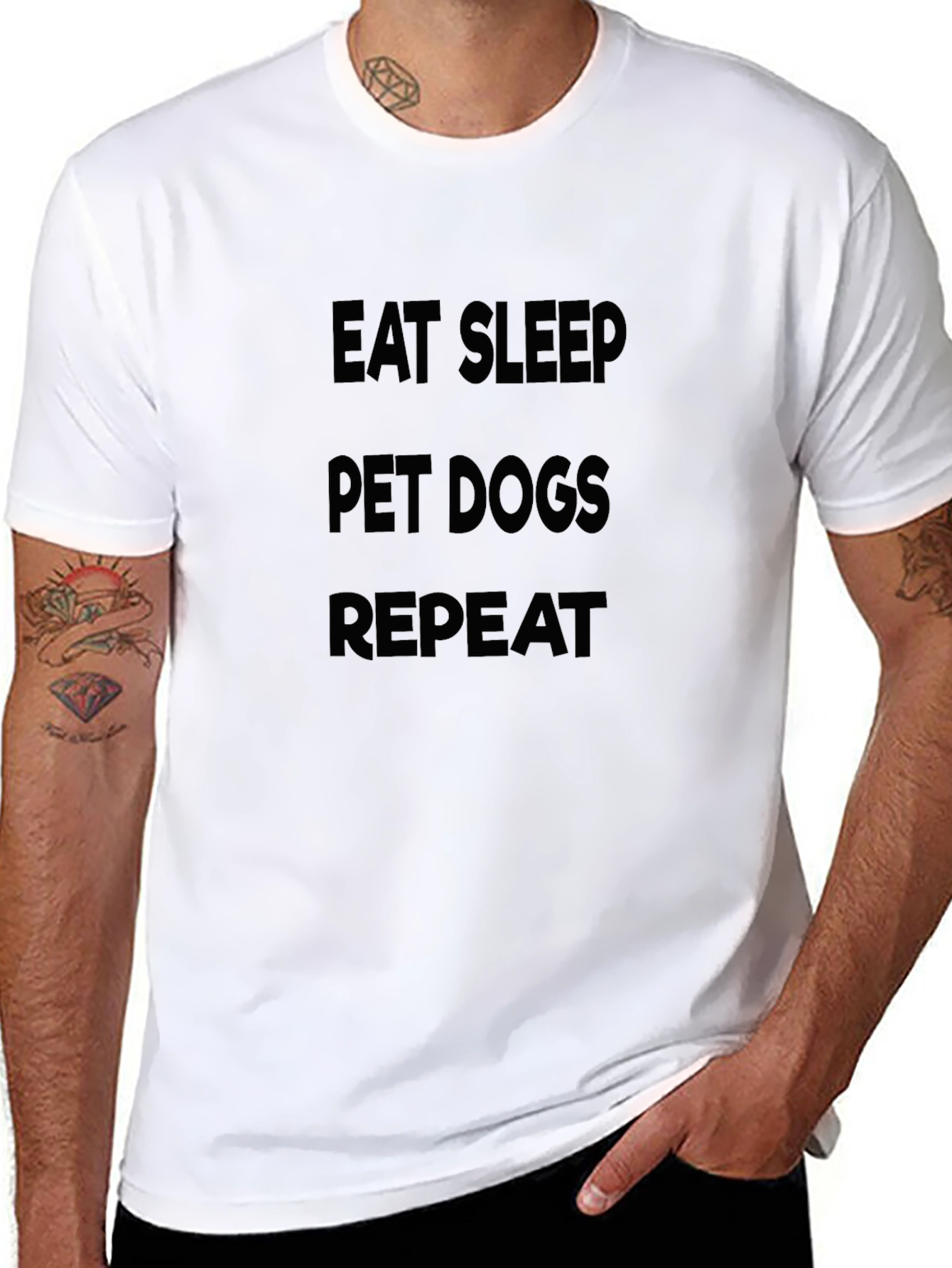 Eat Sleep Pet Dogs Repeat - Black T-Shirt