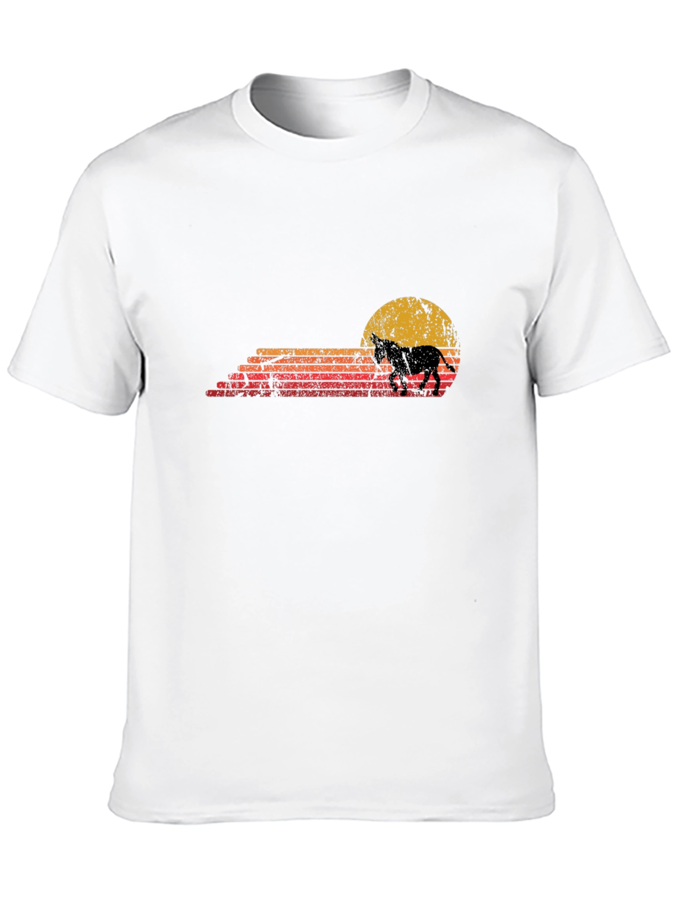 Retro Horse Sunset Graphic Tee - Black