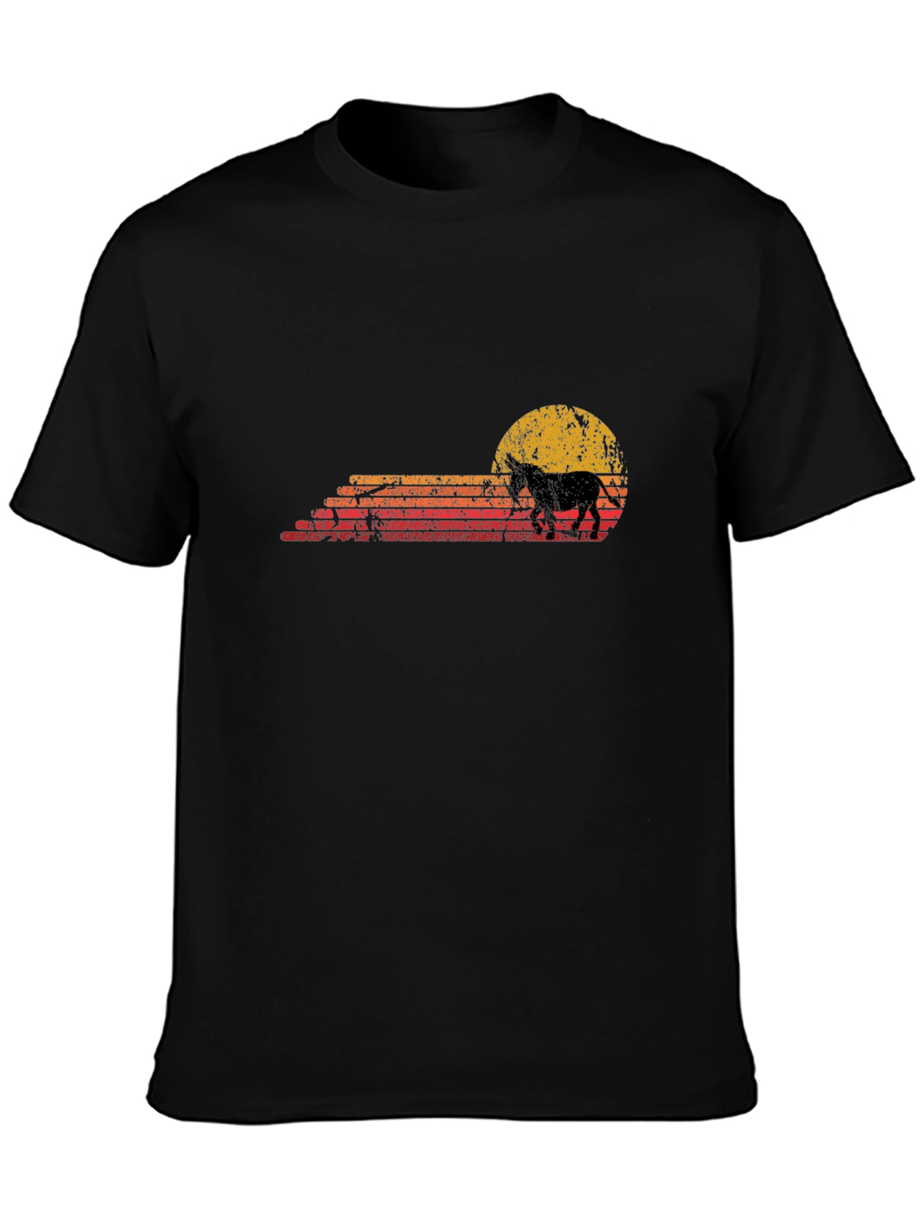 Retro Horse Sunset Graphic Tee - Black