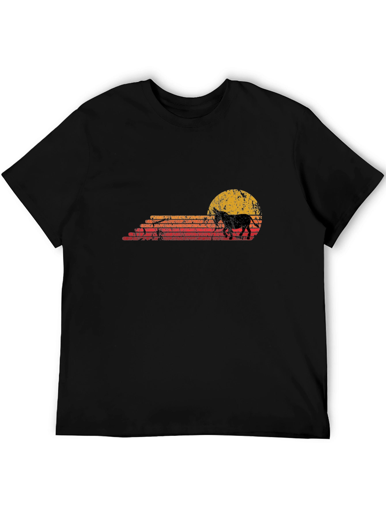 Retro Horse Sunset Graphic Tee - Black