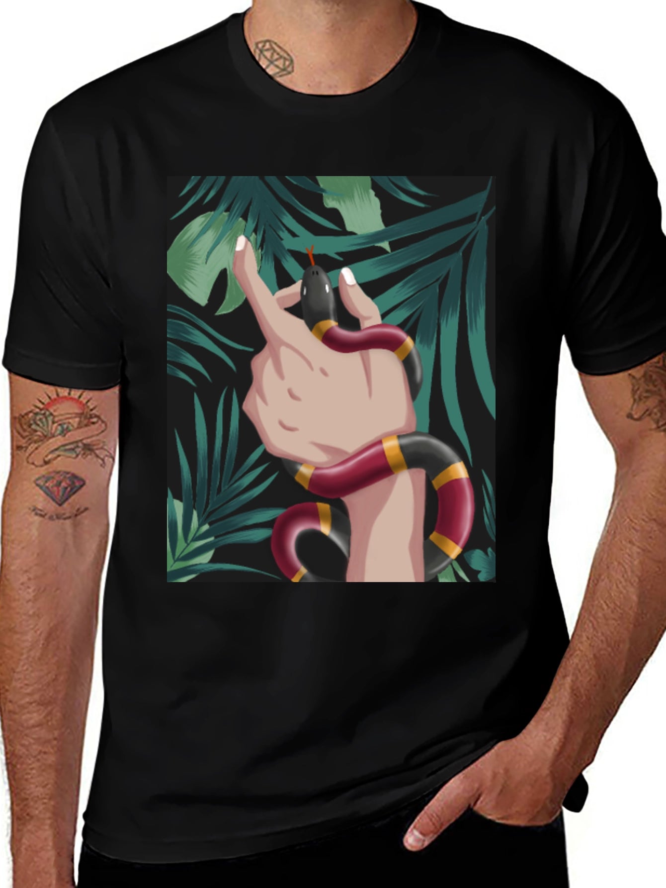 Snake Wrapped Around Hand Graphic Tee