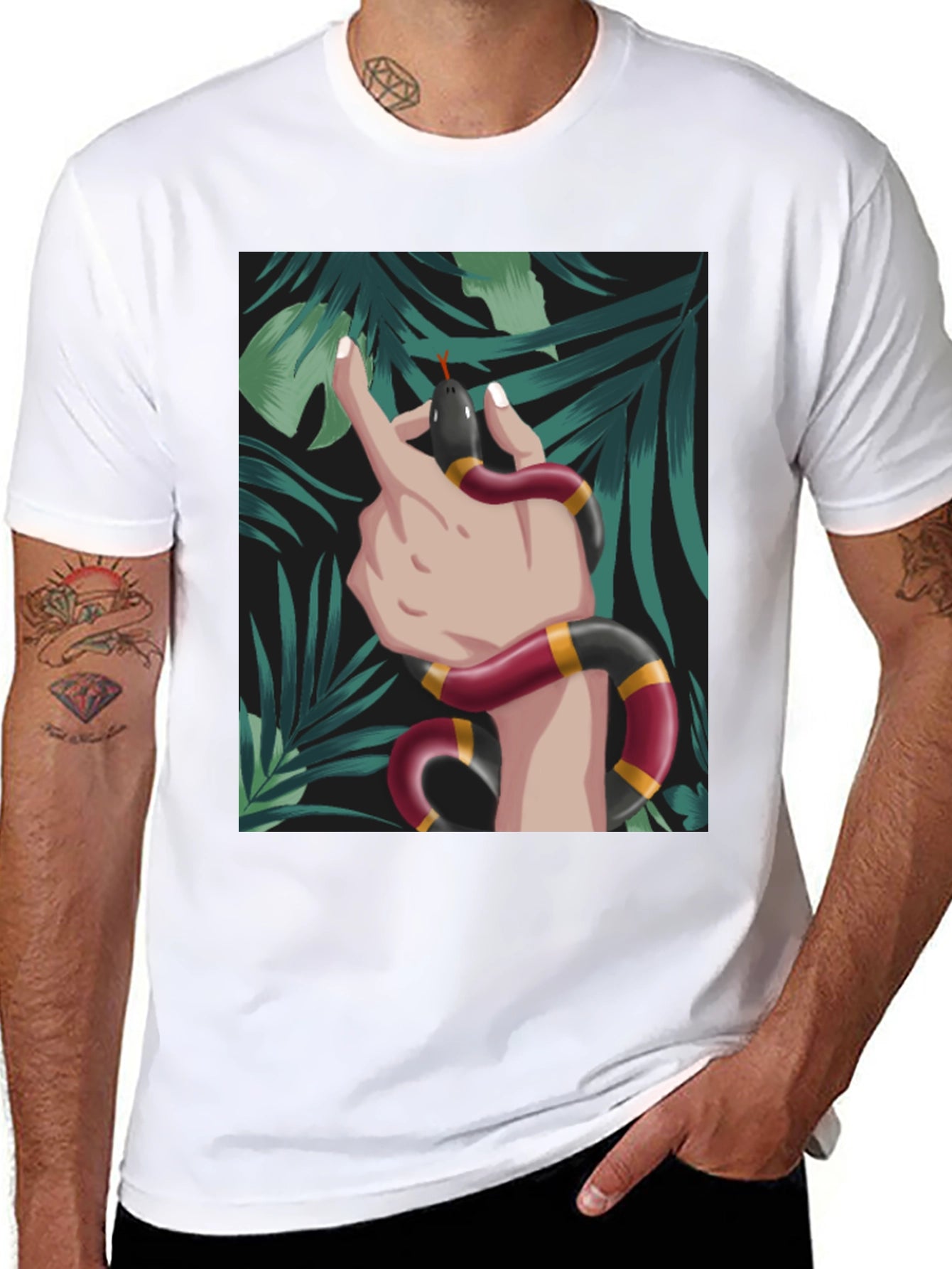 Snake Wrapped Around Hand Graphic Tee