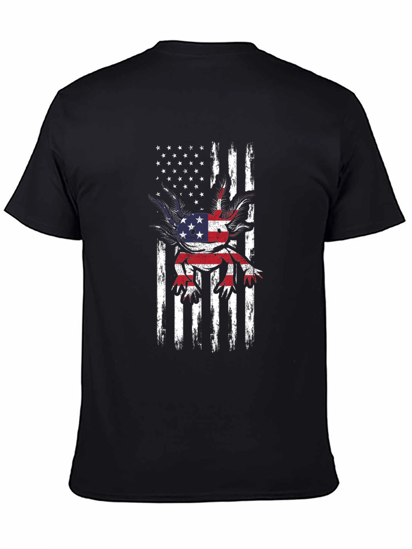Patriotic Axolotl Graphic Tee - USA Flag Shirt