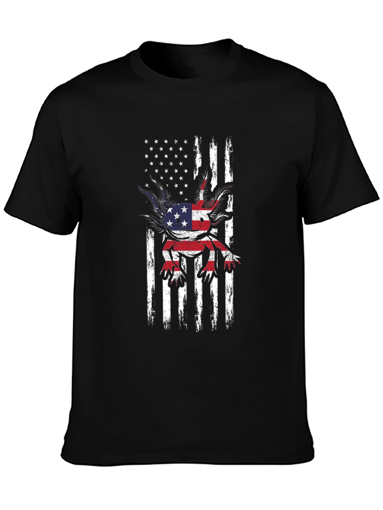 Patriotic Axolotl Graphic Tee - USA Flag Shirt