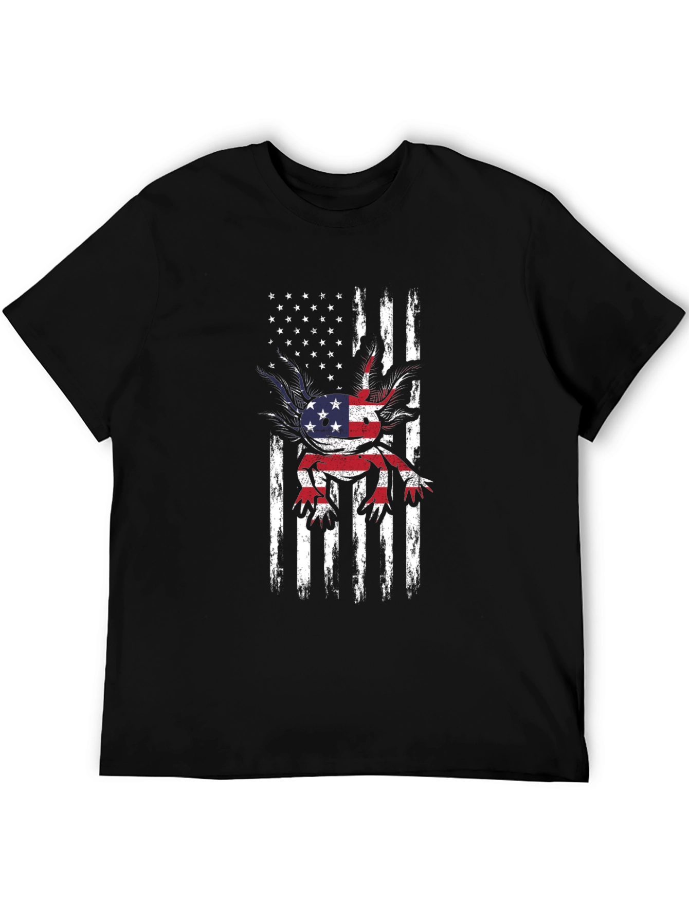 Patriotic Axolotl Graphic Tee - USA Flag Shirt