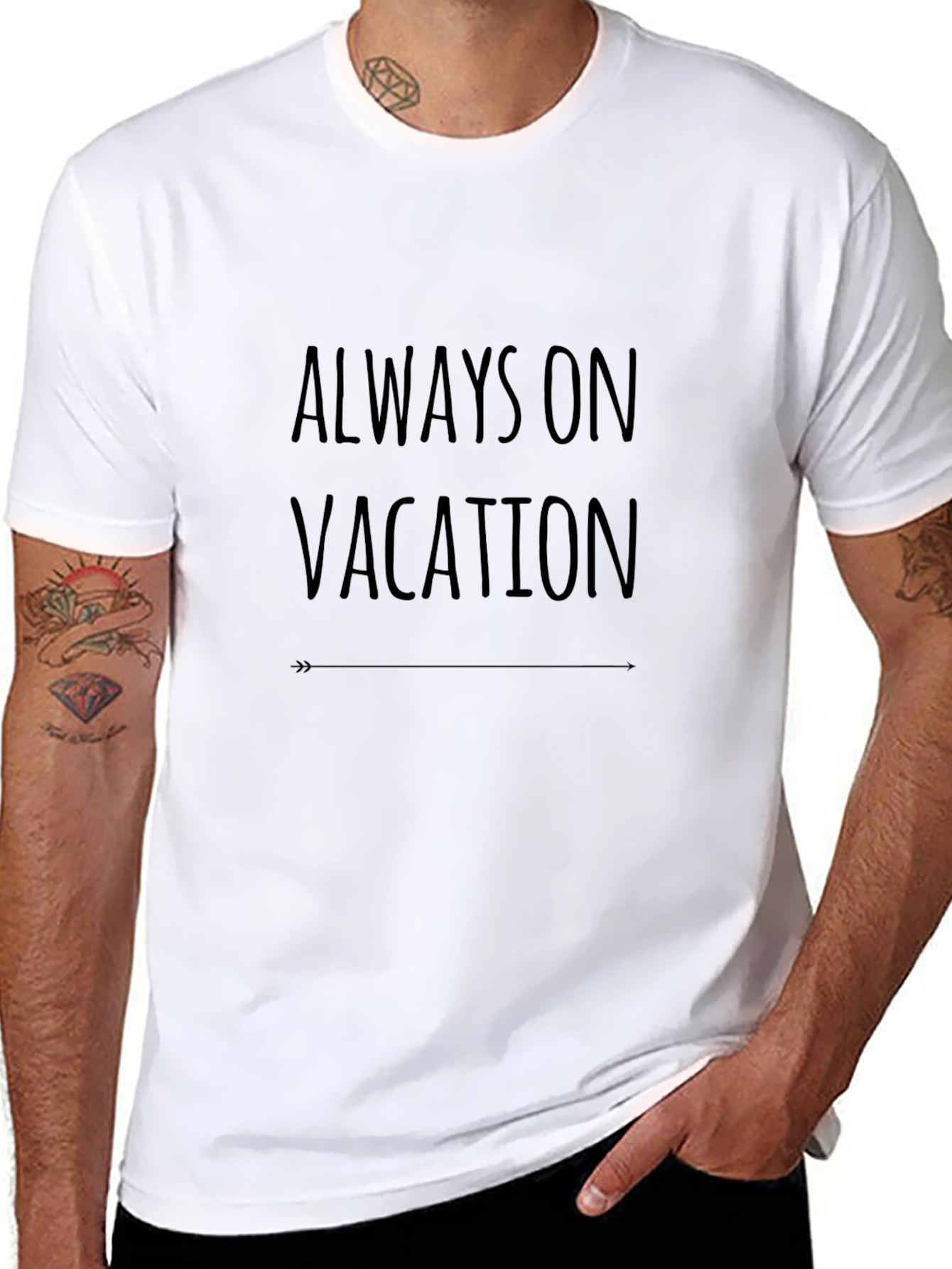 Always On Vacation Black T-Shirt